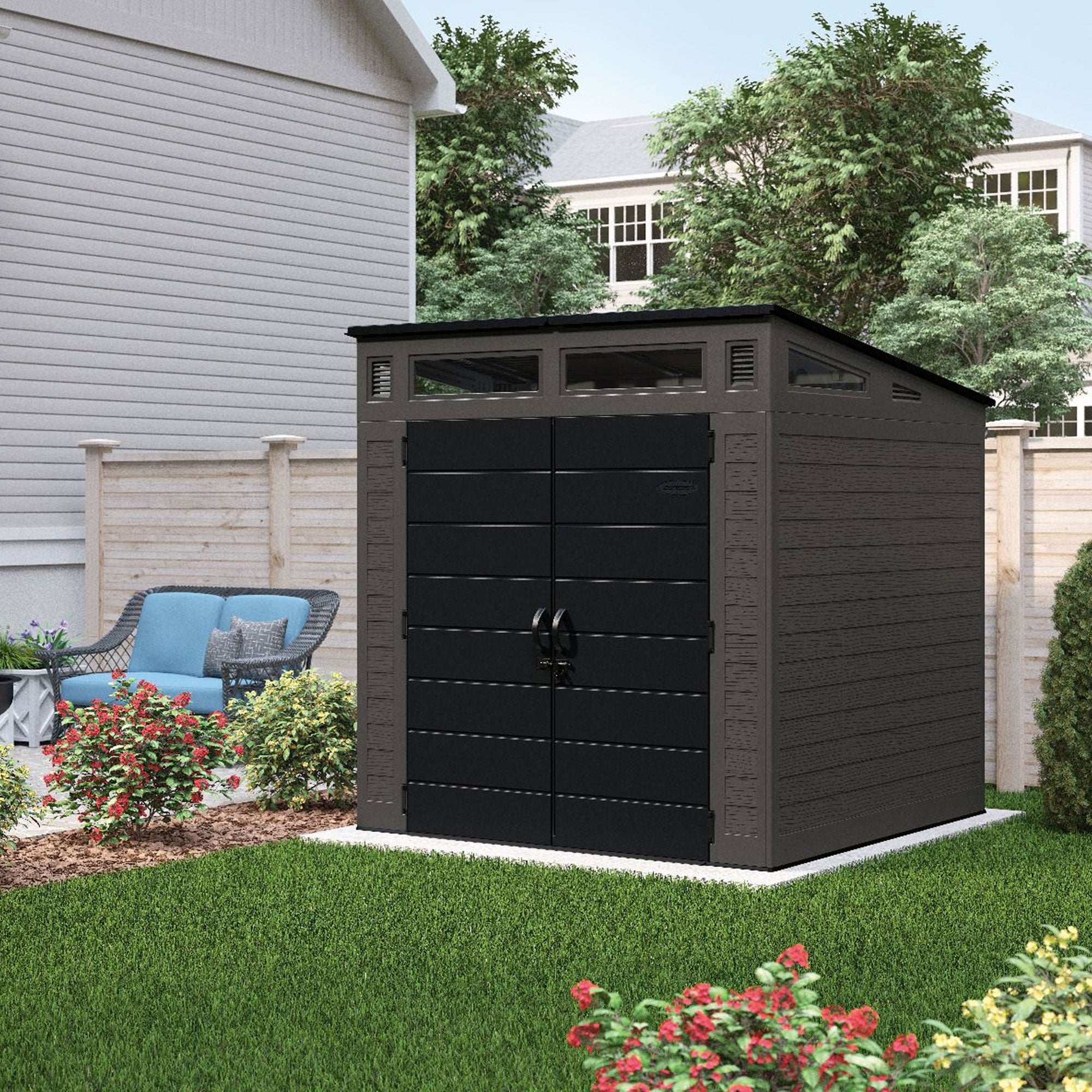 Suncast Modernist 7 f. x 7 ft. Storage Shed with 317 Cubic Feet of Storage Space - VMInnovations