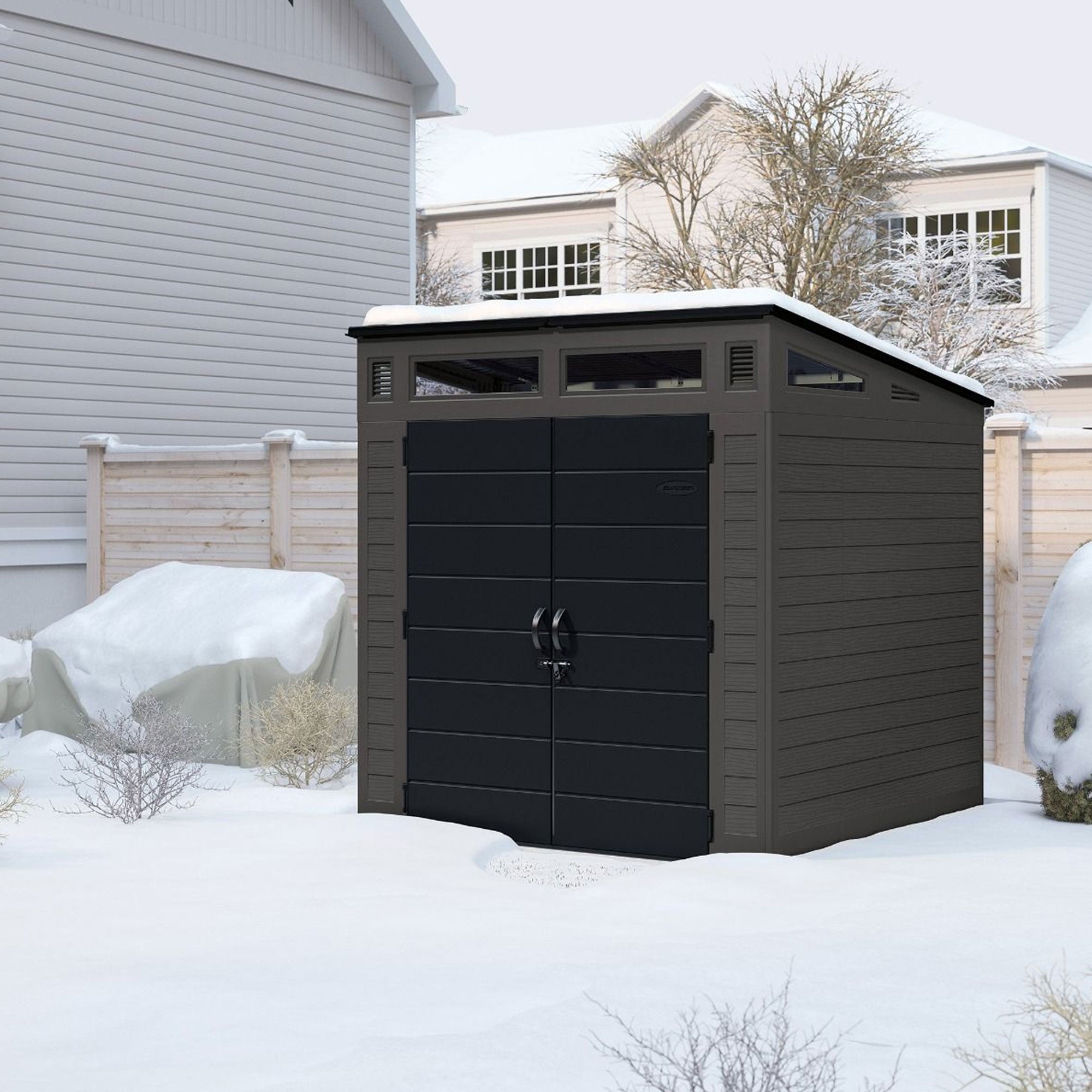 Suncast Modernist 7 f. x 7 ft. Storage Shed with 317 Cubic Feet of Storage Space - VMInnovations