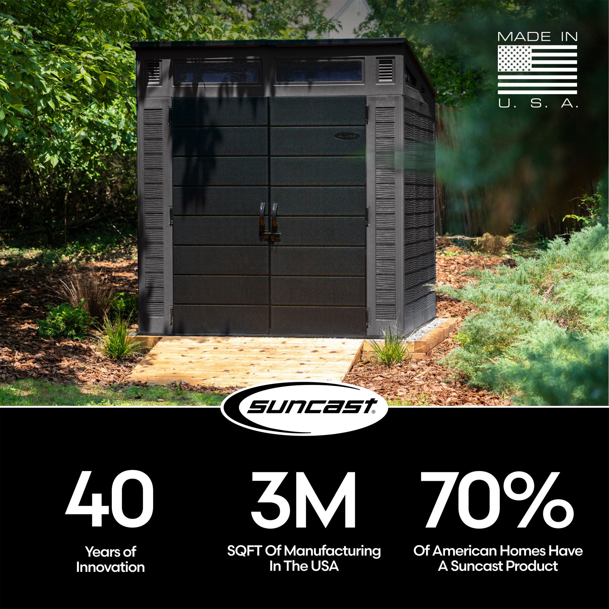 Suncast Modernist 7 f. x 7 ft. Storage Shed with 317 Cubic Feet of Storage Space - VMInnovations