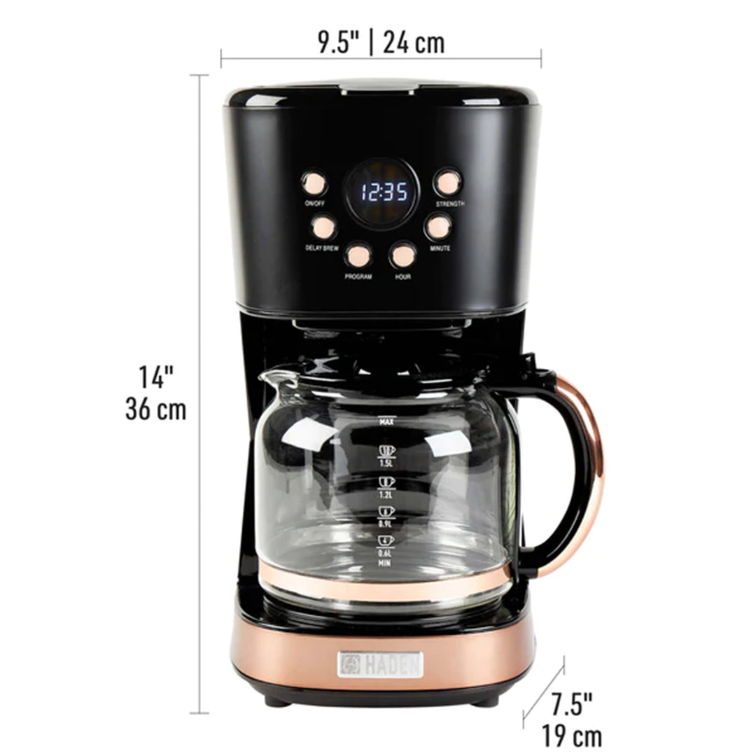 Haden Dorset 2 Slice Wide Slot Toaster & 12 Cup Coffee Maker, Black & Copper - VMInnovations