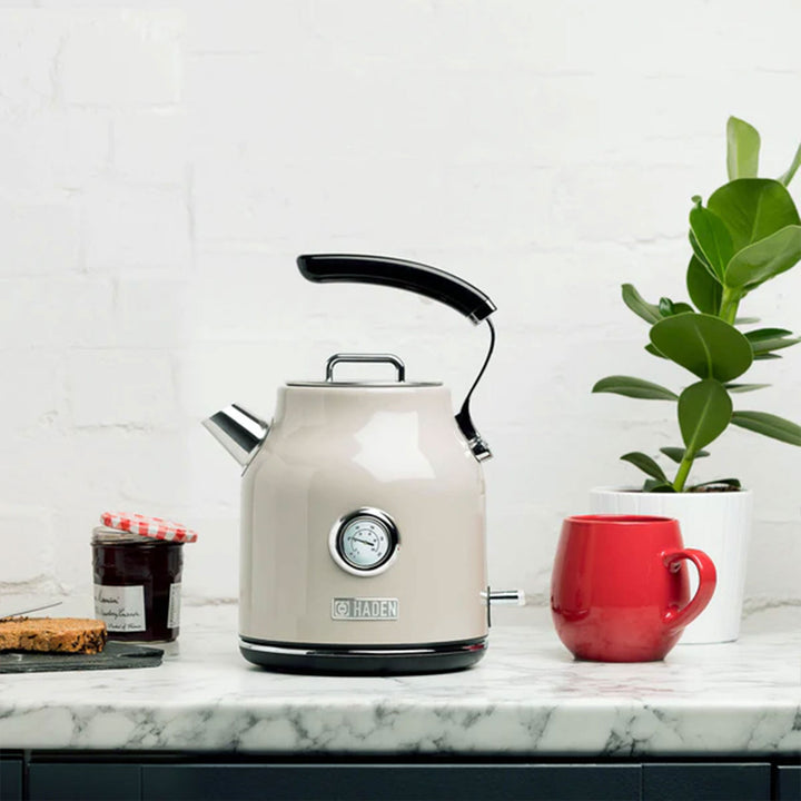 Haden 700W Countertop Microwave & Dorset 1.7L Electric Kettle, Putty & Chrome - VMInnovations
