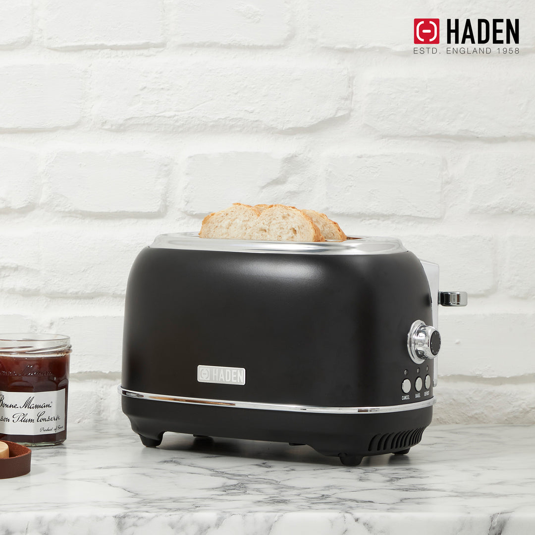Haden 12 Cup Coffee Maker & Heritage 2 Slice Wide Slot Toaster, Black & Chrome - VMInnovations