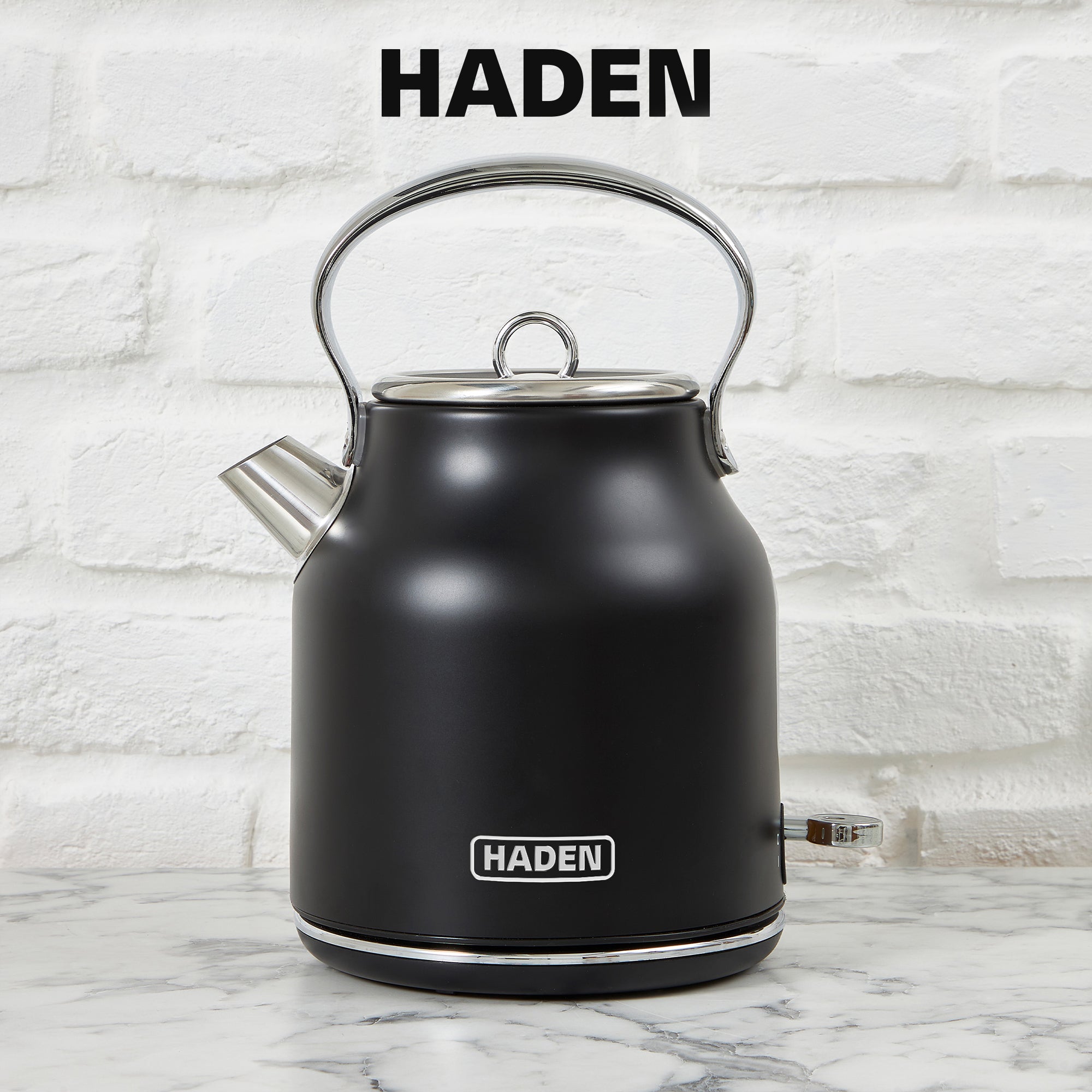 Haden Heritage 2 Slice Wide Slot Toaster & Electric Water Kettle, Black & Chrome