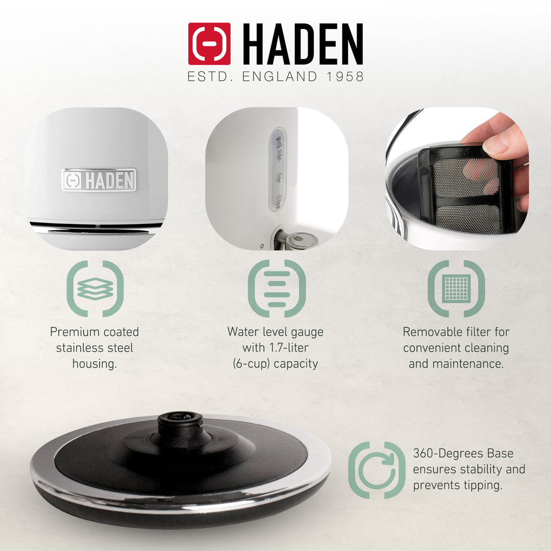 Haden Heritage Compact Microwave & 1.7L Electric Water Kettle, Ivory & Chrome - VMInnovations