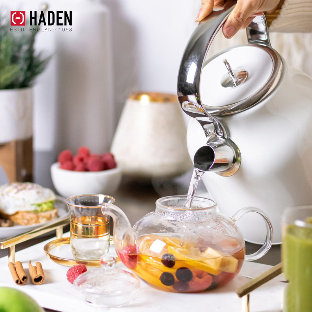 Haden Heritage Compact Microwave & 1.7L Electric Water Kettle, Ivory & Chrome - VMInnovations