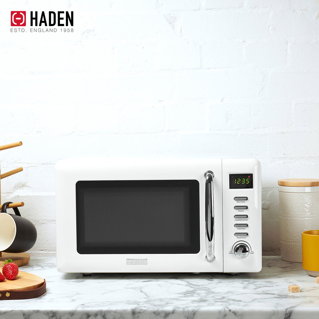 Haden Heritage Compact Microwave & 1.7L Electric Water Kettle, Ivory & Chrome - VMInnovations