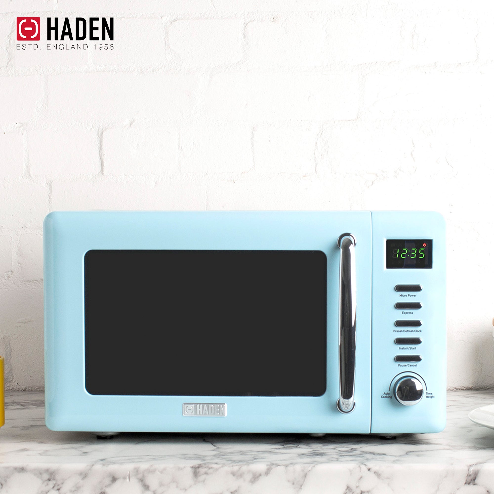 Haden Heritage 1.7L Electric Water Kettle & Compact Microwave Turquoise & Chrome