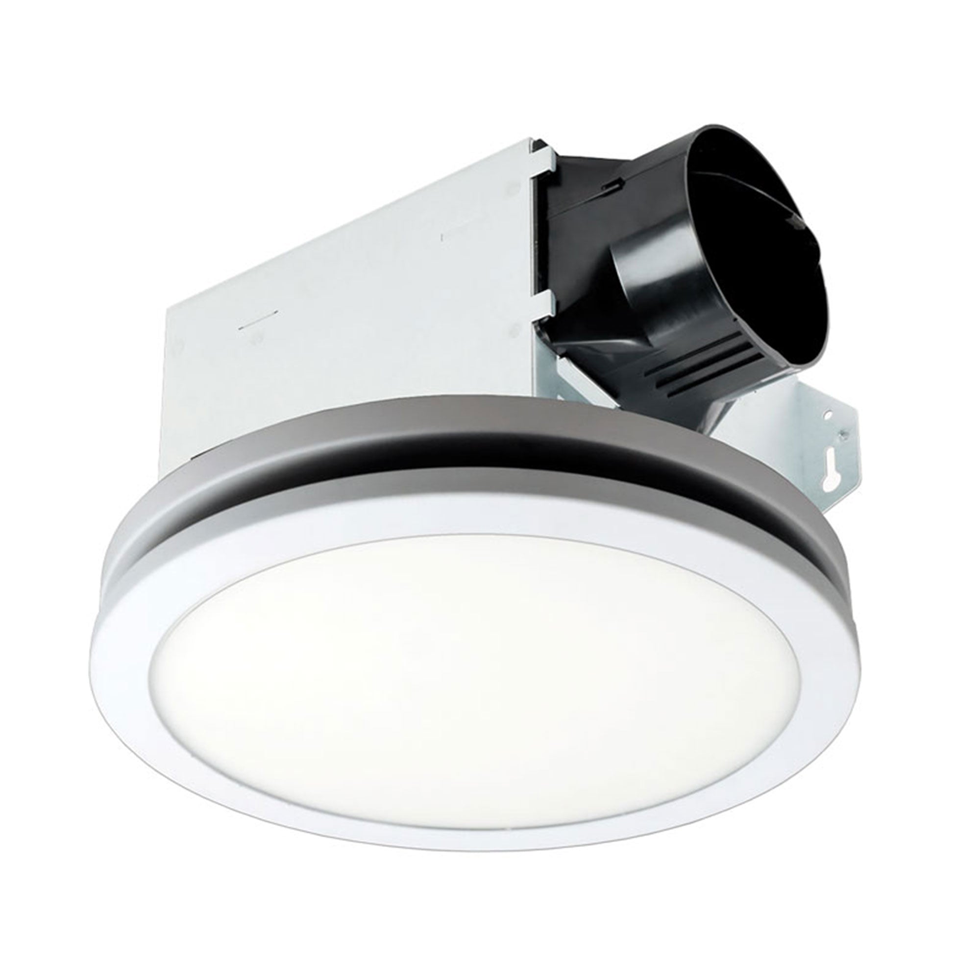 Delta Breez Integrity 100 CFM Exhaust Fan, LED Edge-Lit Flat Round Panel, White - VMInnovations