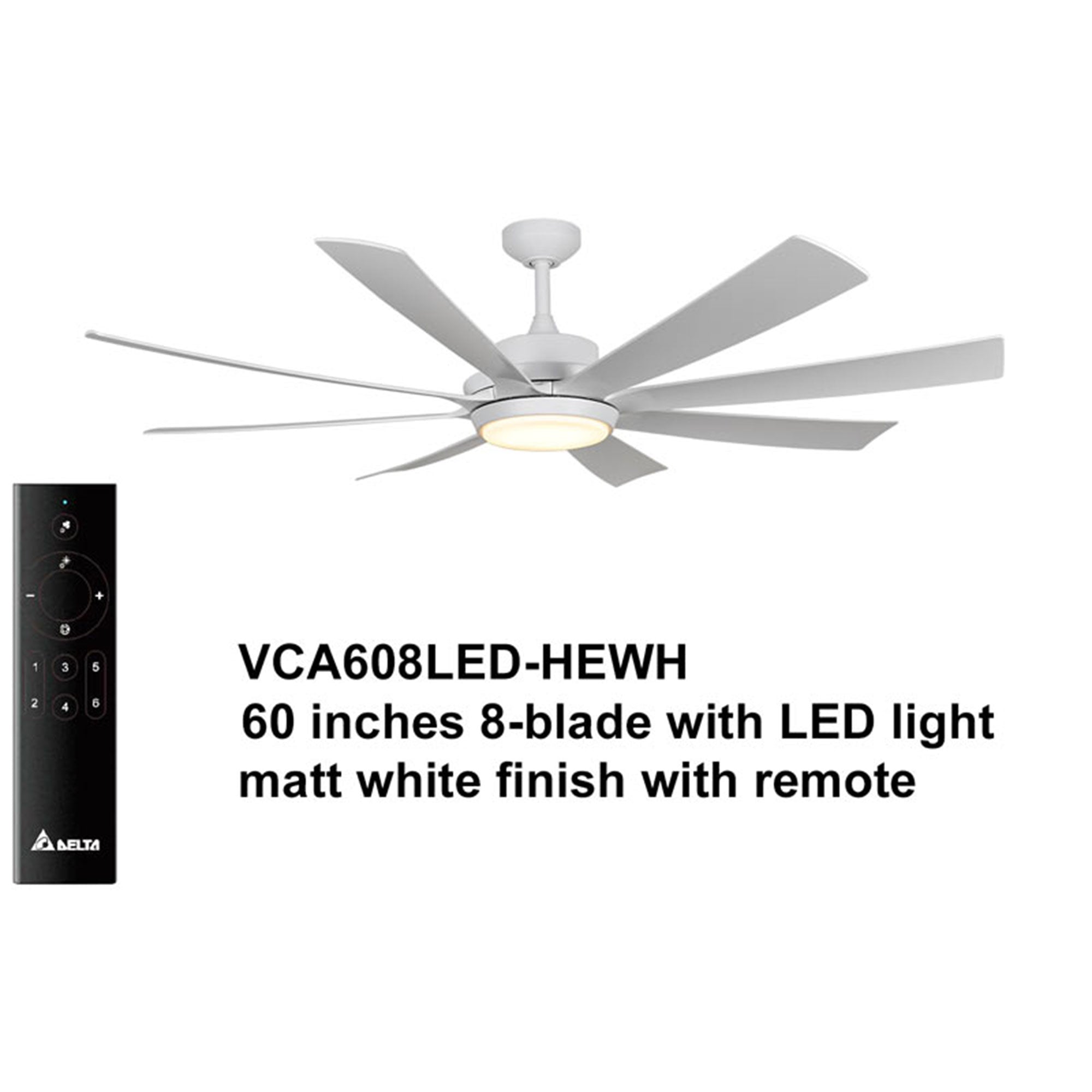 Delta Breez Rio Vista 60" Ceiling Fan with LED, Remote, Indoor/Outdoor, White - VMInnovations