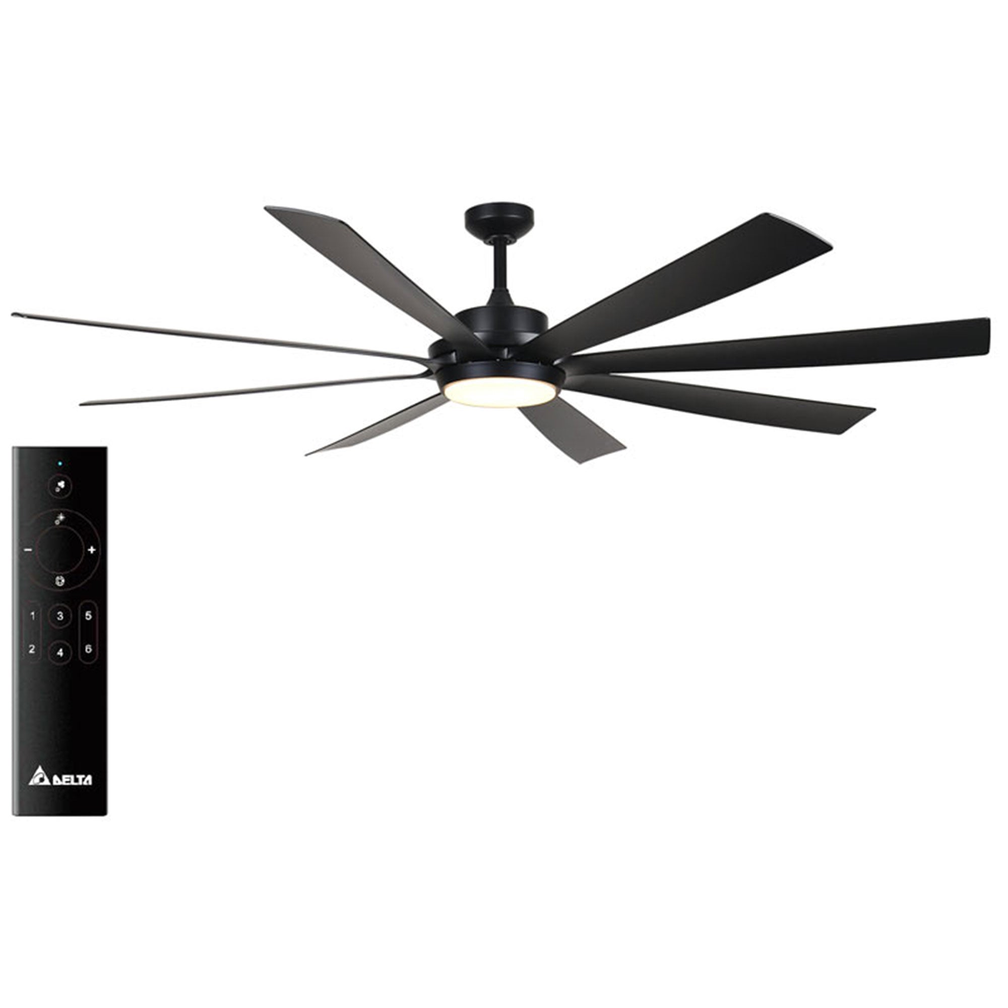 Delta Breez 72" Ceiling Fan with LED, Remote, Rio Vista Indoor/Outdoor, Black - VMInnovations