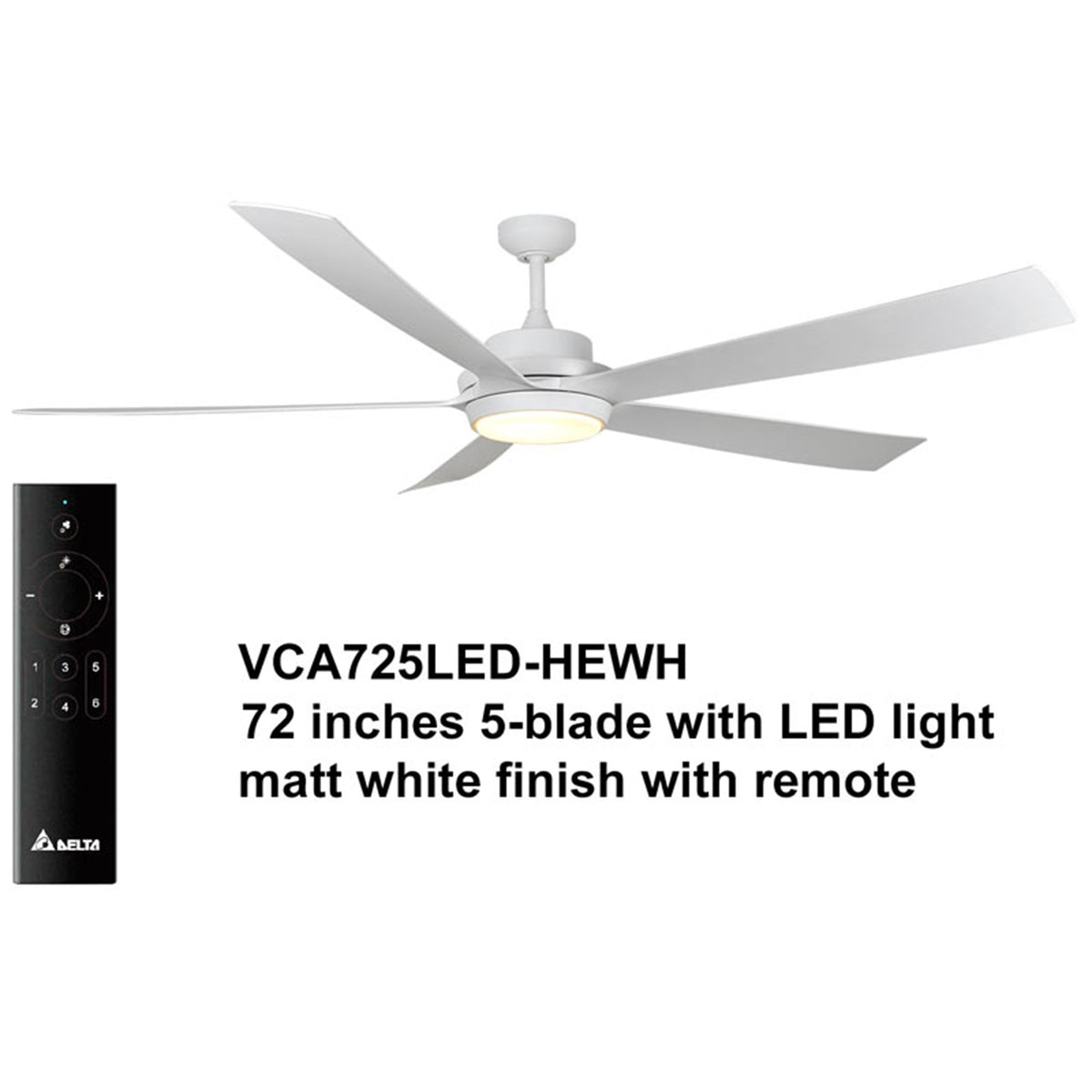 Delta Breez Pleasanton 72" Ceiling Fan w LED, Remote, Indoor/Outdoor(Open Box)