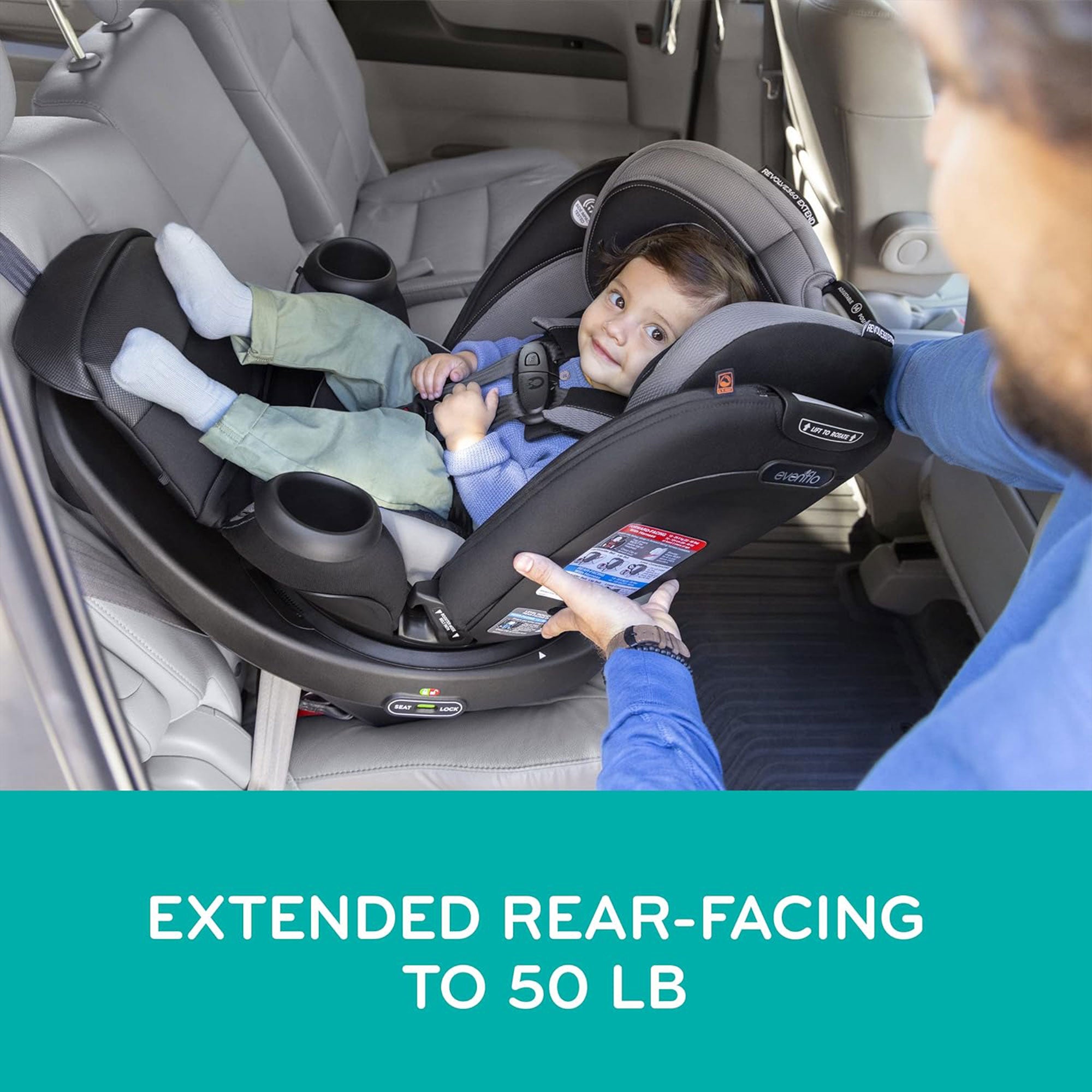Evenflo Revolve360 Extend Rotational Convertible Child Car Seat, Rockland Green - VMInnovations