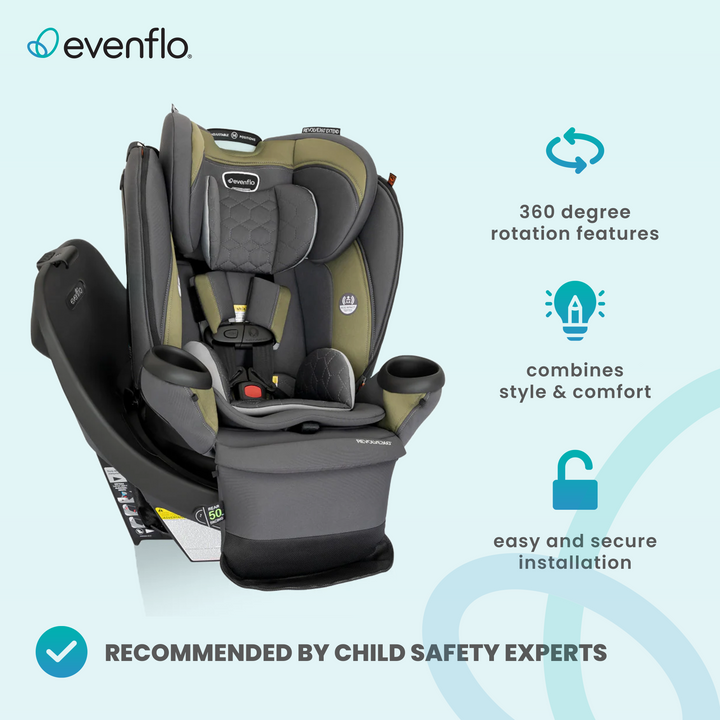 Evenflo Revolve360 Extend Rotational Convertible Child Car Seat, Rockland Green - VMInnovations