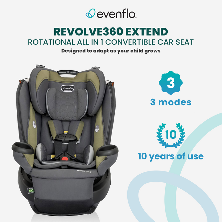 Evenflo Revolve360 Extend Rotational Convertible Child Car Seat, Rockland Green - VMInnovations