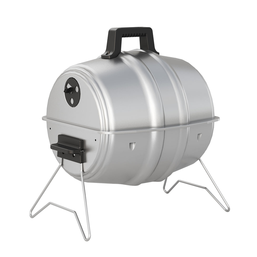 Americana Grills Keg A Que Charcoal BBQ Portable Grill, 186 Square Inch, Silver - VMInnovations
