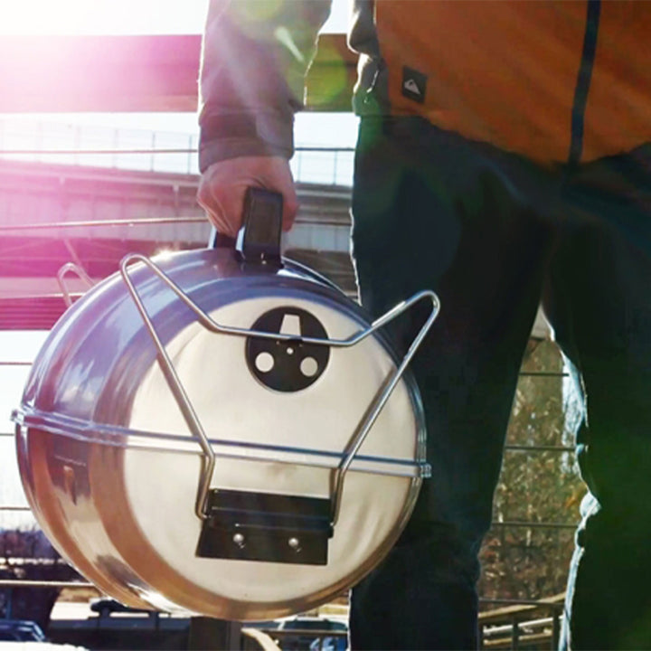 Americana Grills Keg A Que Charcoal BBQ Portable Grill, 186 Square Inch, Silver - VMInnovations