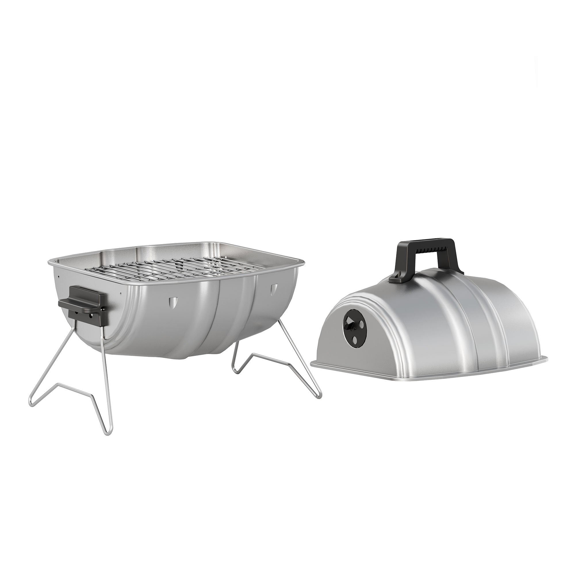 Americana Grills Keg A Que Charcoal BBQ Portable Grill, 186 Square Inch, Silver (Used)