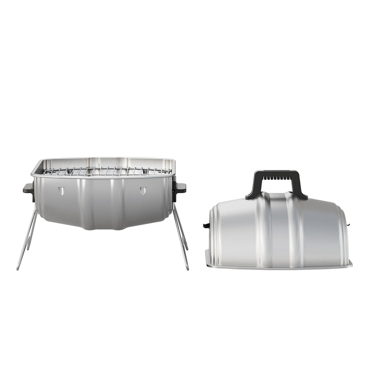 Americana Grills Keg A Que Charcoal BBQ Portable Grill, 186 Square Inch, Silver - VMInnovations