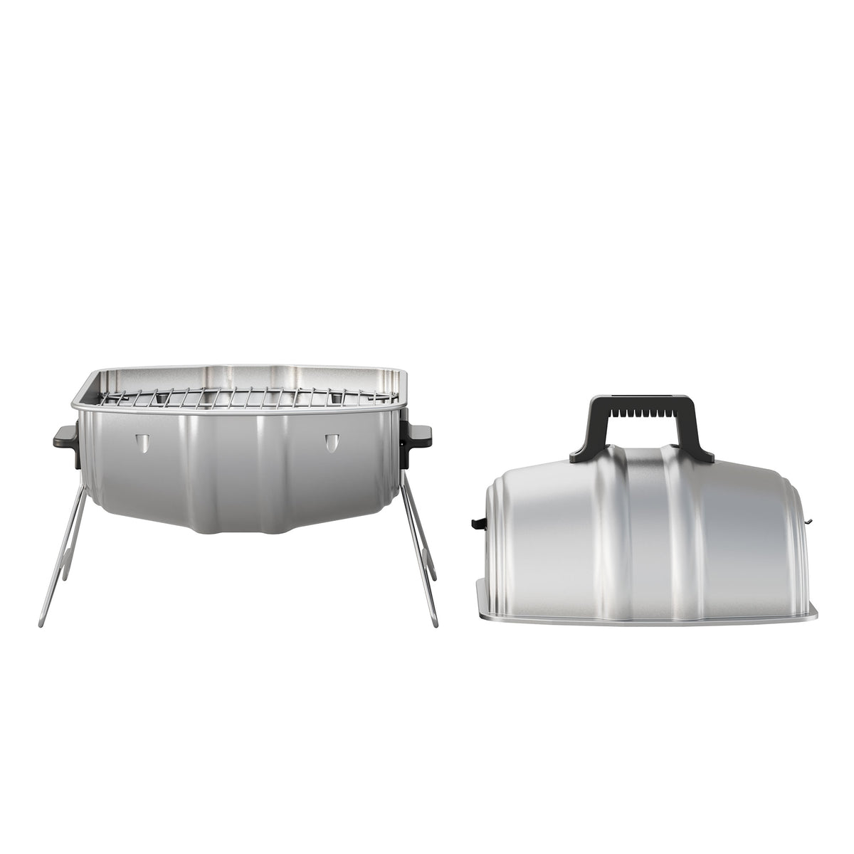 Americana Grills Keg A Que Charcoal BBQ Portable Grill, 186 Sq In, Silver (Used)