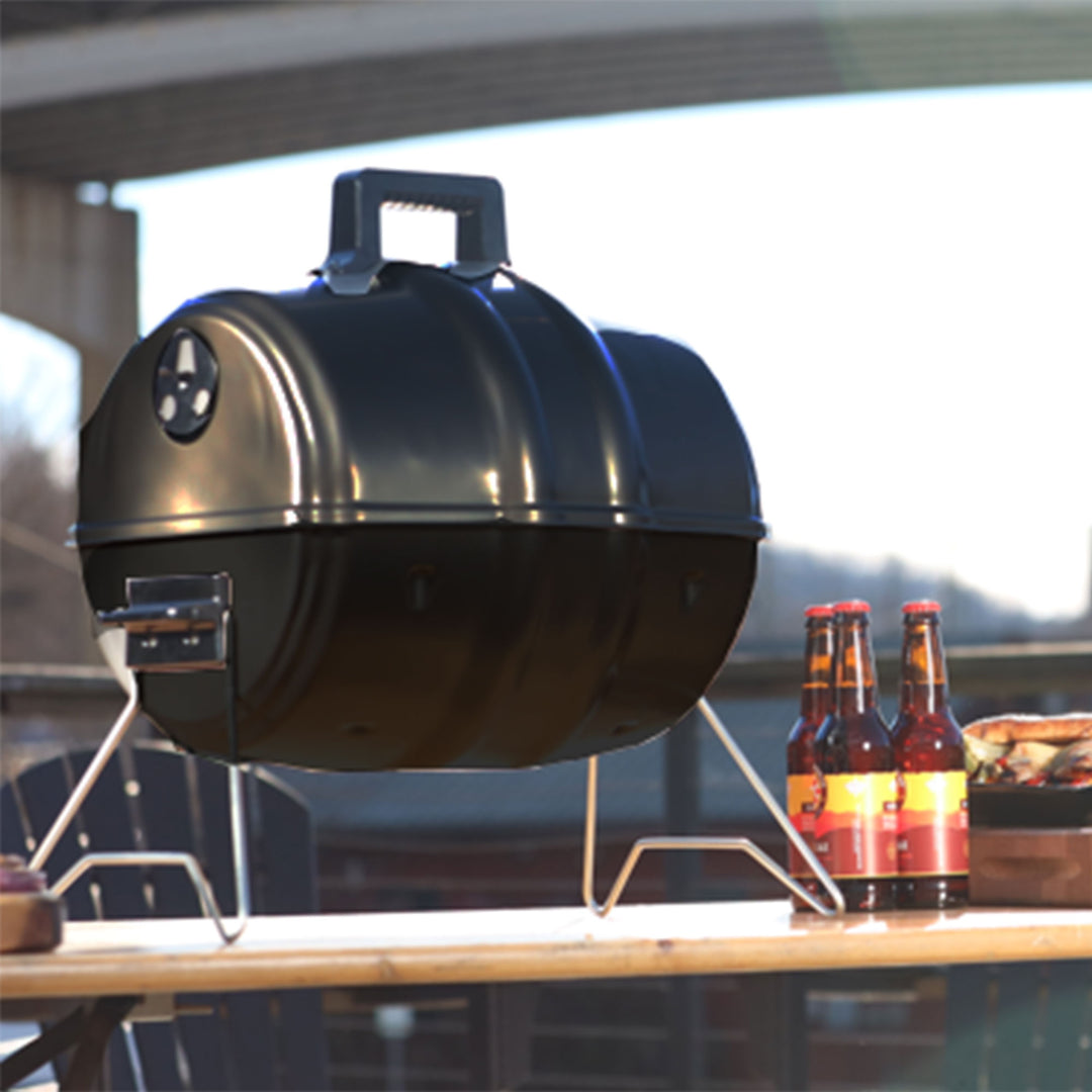 Americana Grills Keg A Que Charcoal BBQ Portable Grill, 186 Square Inch, Black