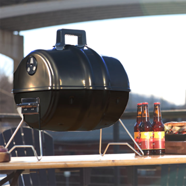 Americana Grills Keg A Que Charcoal BBQ Portable Grill, 186 Square Inch, Black