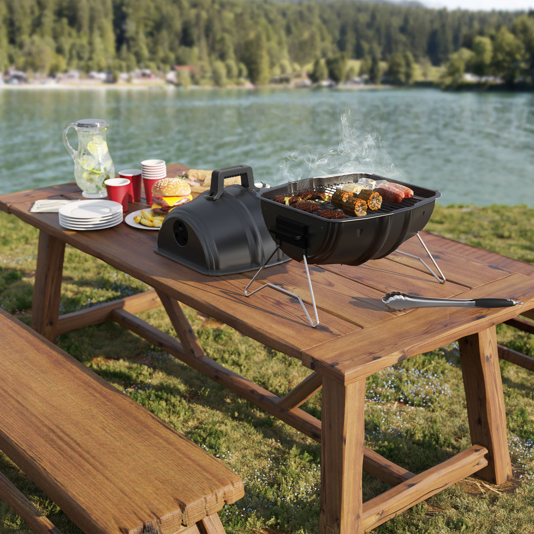 Americana Grills Keg A Que Charcoal BBQ Portable Grill, 186 Square Inch, Black