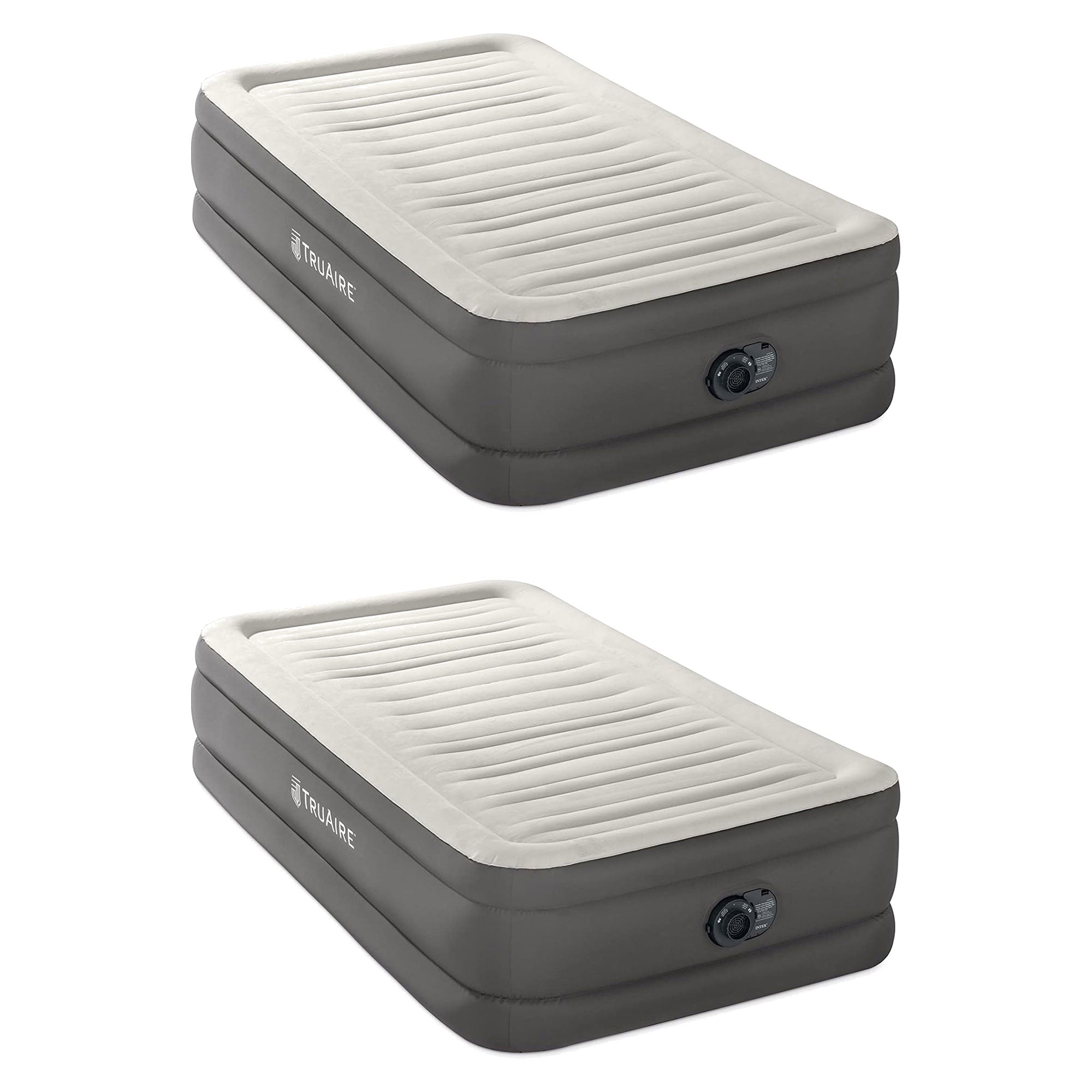 Intex TruAire Luxury Air Mattress w/ Fiber Tech & Built In Electric Pump, 2 Pack - VMInnovations