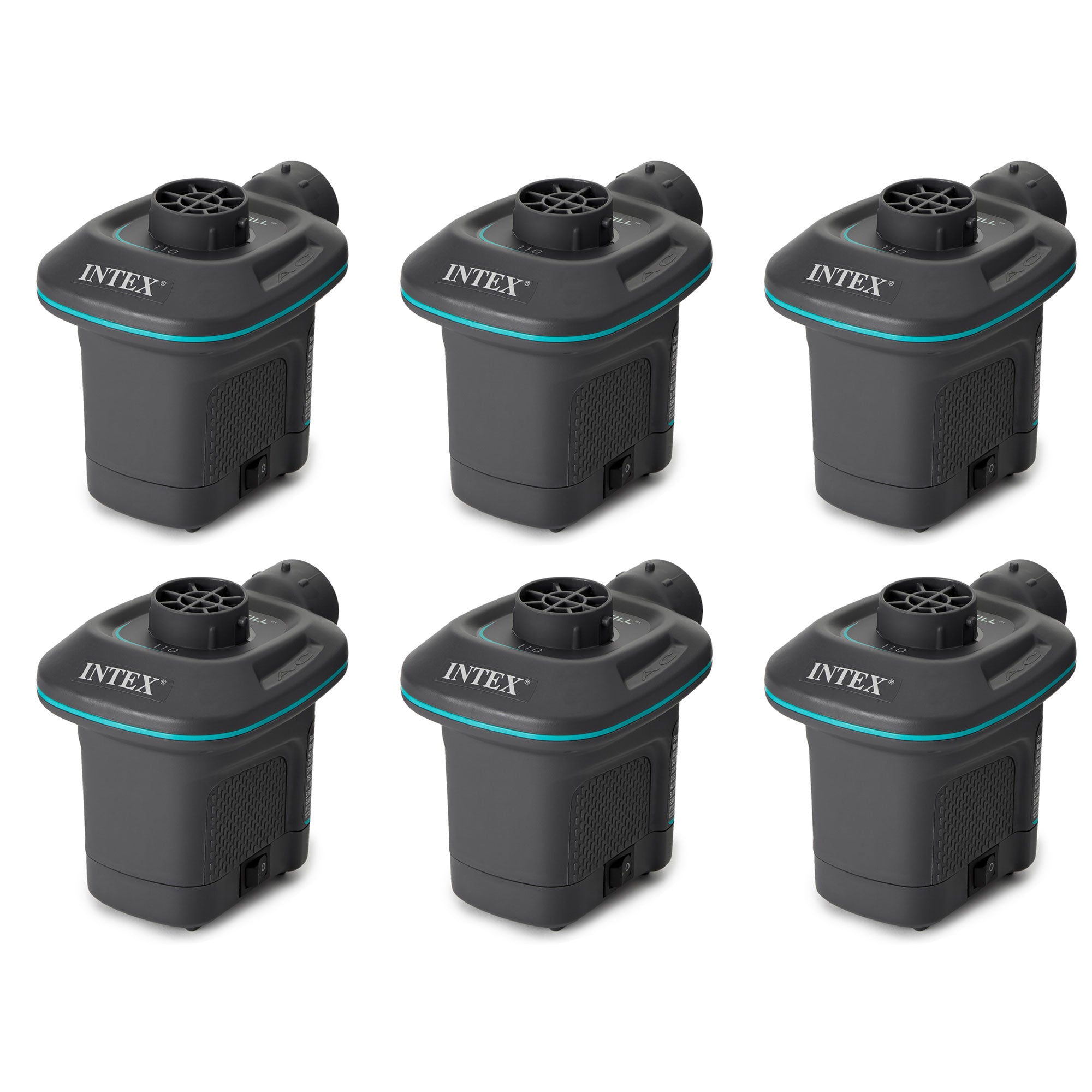 Intex 120V AC Electric Quick Fill Air Pump with 3 Interconnected Nozzles, 6 Pack