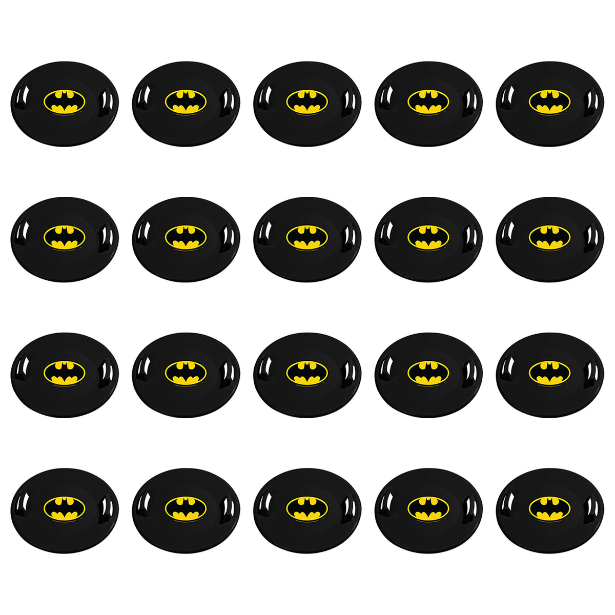 Slippery Racer Downhill Pro Batman Plastic Saucer Disc Snow Sled, 20 Pack, Black