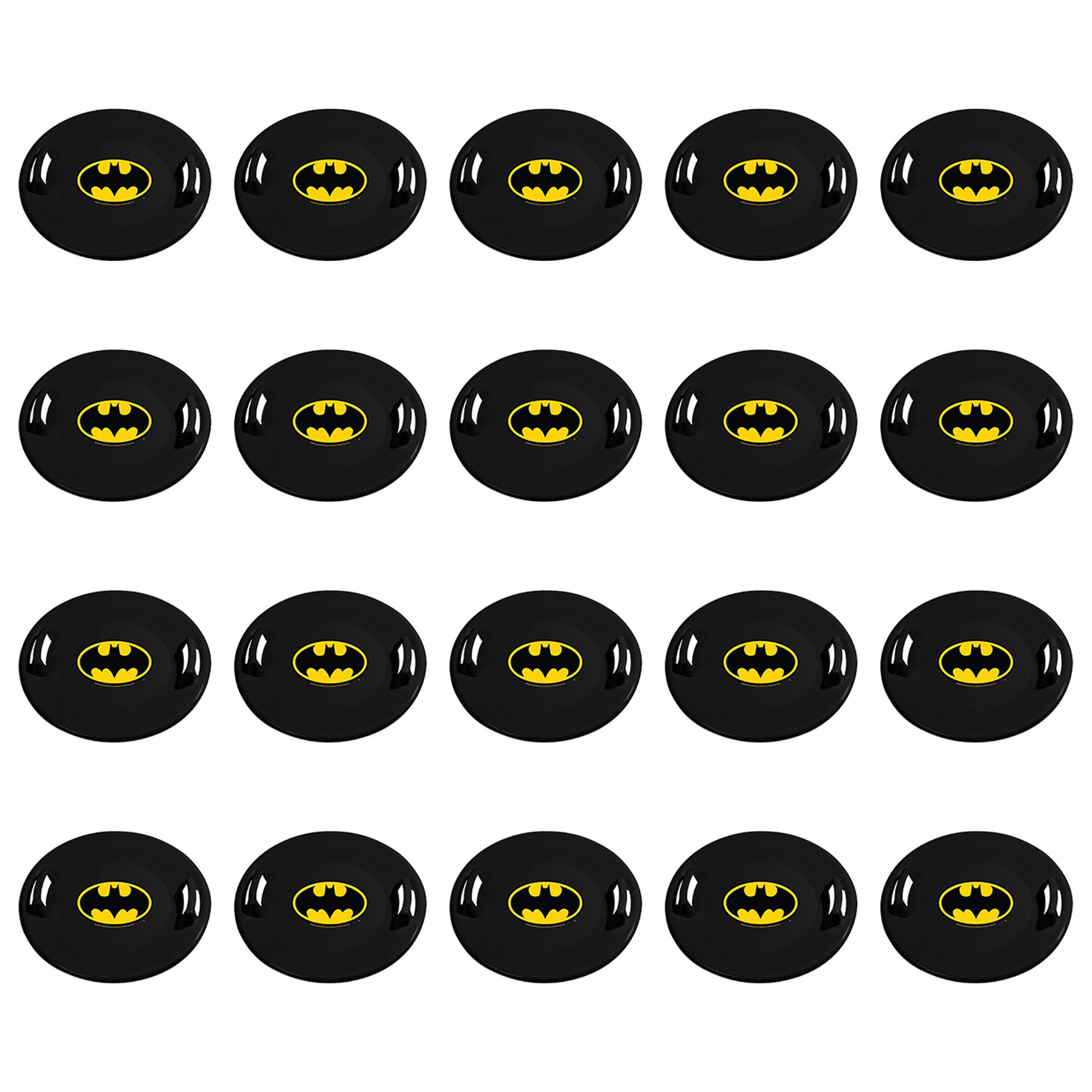 Slippery Racer Downhill Pro Batman Plastic Saucer Disc Snow Sled, 20 Pack, Black
