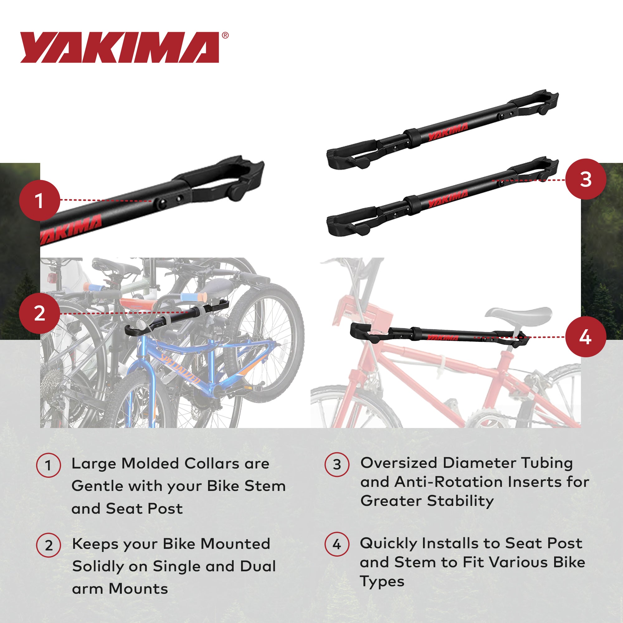 Yakima TubeTop Hitch Mounted Bike Rack with Seat Post Mounting Type, 2 Pack
