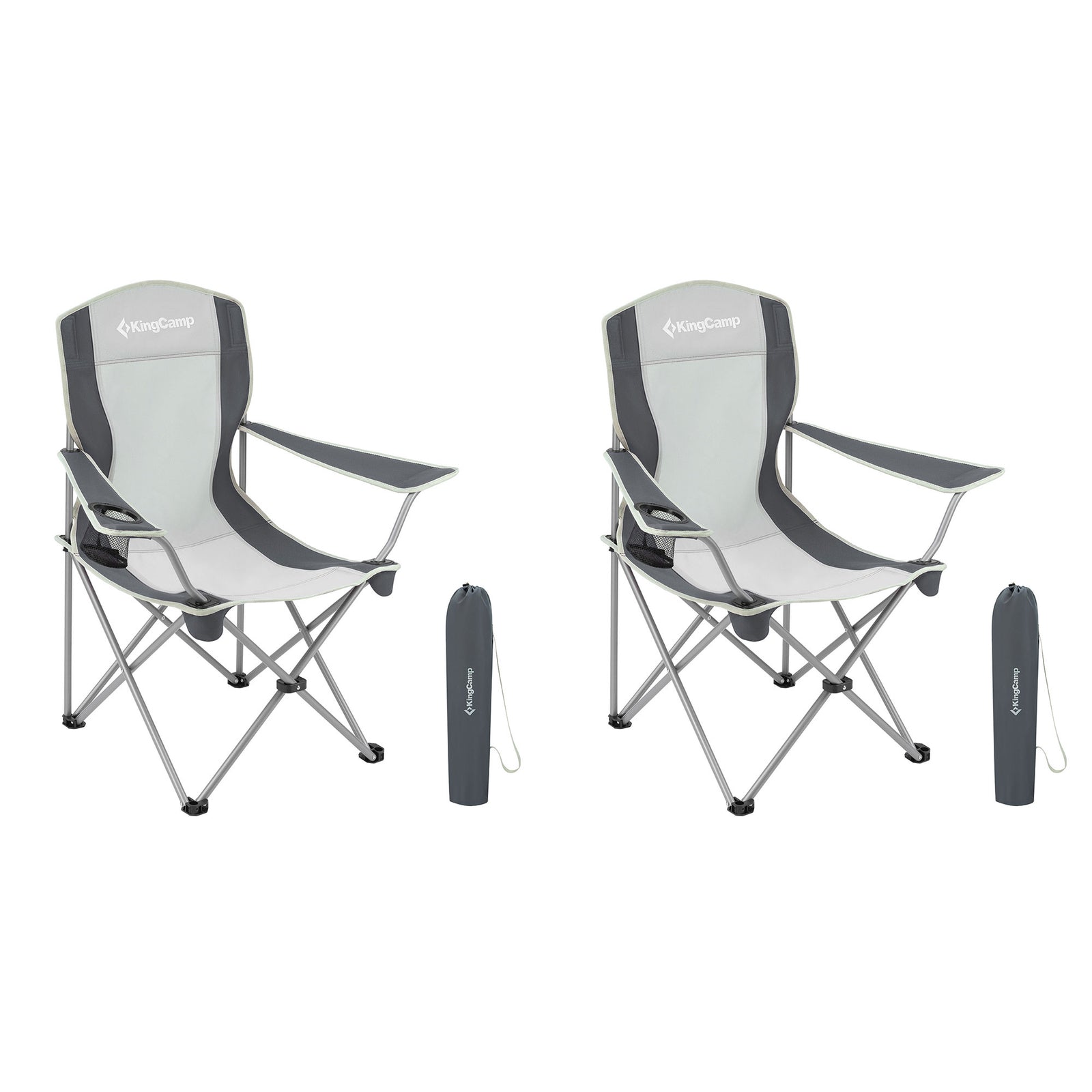 KingCamp Lightweight Foldable Outdoor Camping Lounger Chair, 2 Pack, Black/Grey - VMInnovations