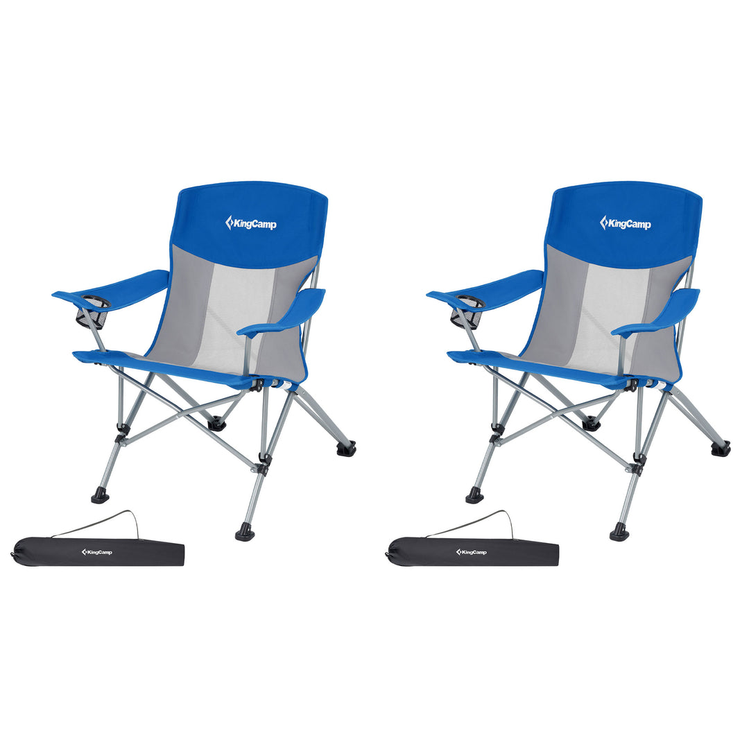 KingCamp Lightweight Foldable Outdoor Camping Lounger Chair, 2 Pack, Blue/Grey - VMInnovations