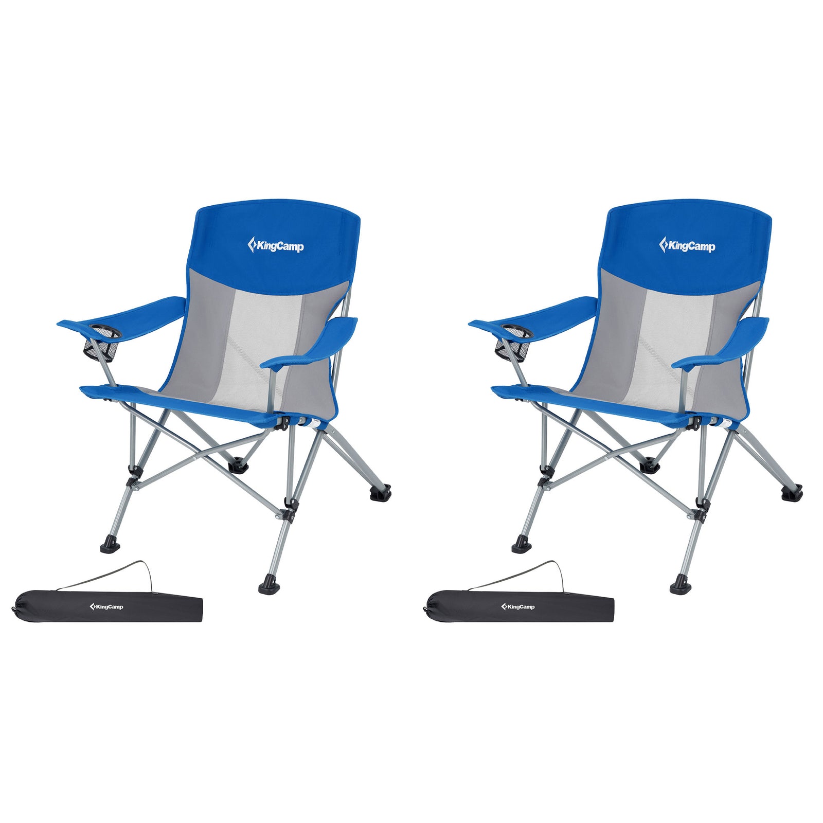 KingCamp Lightweight Foldable Outdoor Camping Lounger Chair, 2 Pack, Blue/Grey - VMInnovations