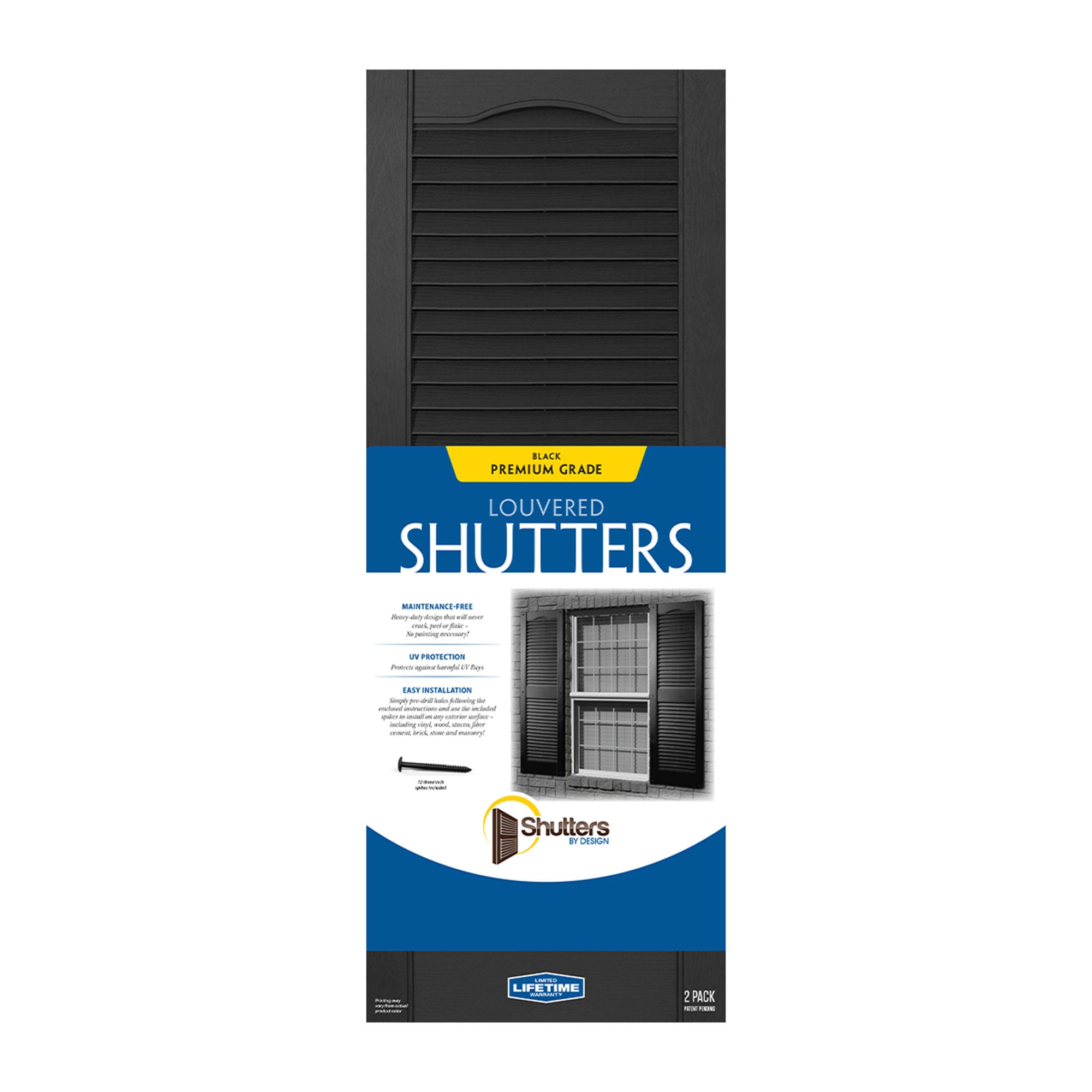 Plastic Development Group 14x71" Exterior Vinyl Louvered Shutters, 4 Pack, Black - VMInnovations