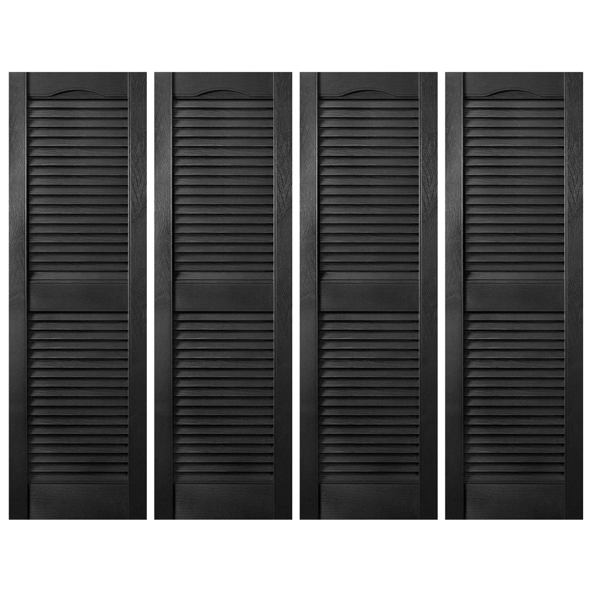 Plastic Development Group 14 x 35 Inch Vinyl Louvered Shutters, 4 Pack, Black - VMInnovations