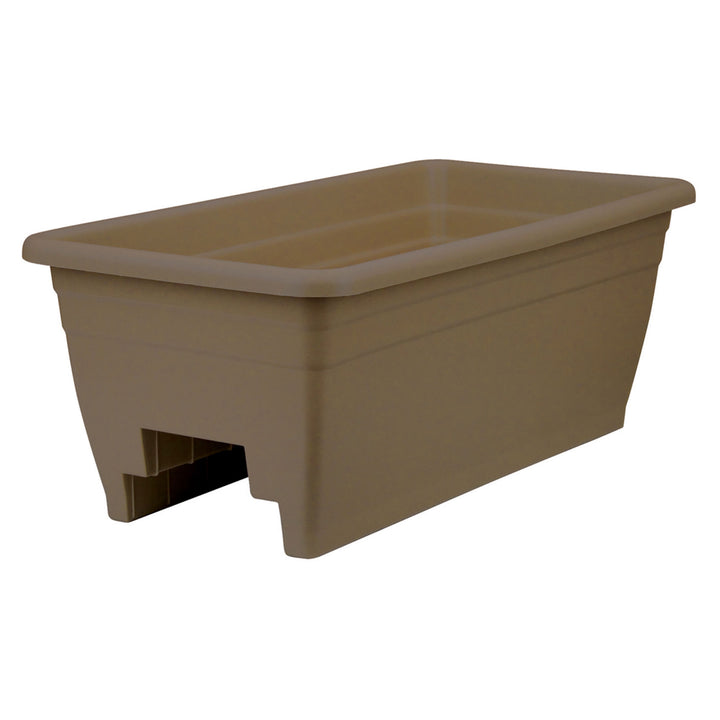 HC Companies 24 Inch Deck Rail Box Planter w/ Drainage Holes, 4 Pack, Chocolate - VMInnovations