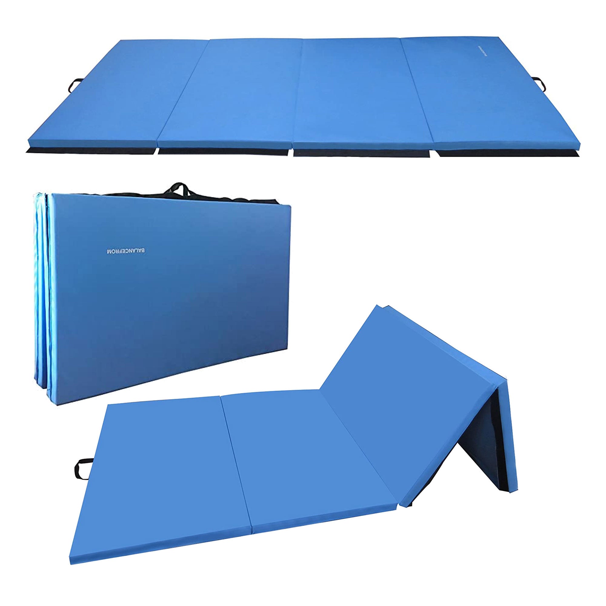 BalanceFrom Fitness 120 x 48 Inch Exercise Mat & Adjustable Gymnastics Bar, Blue - VMInnovations