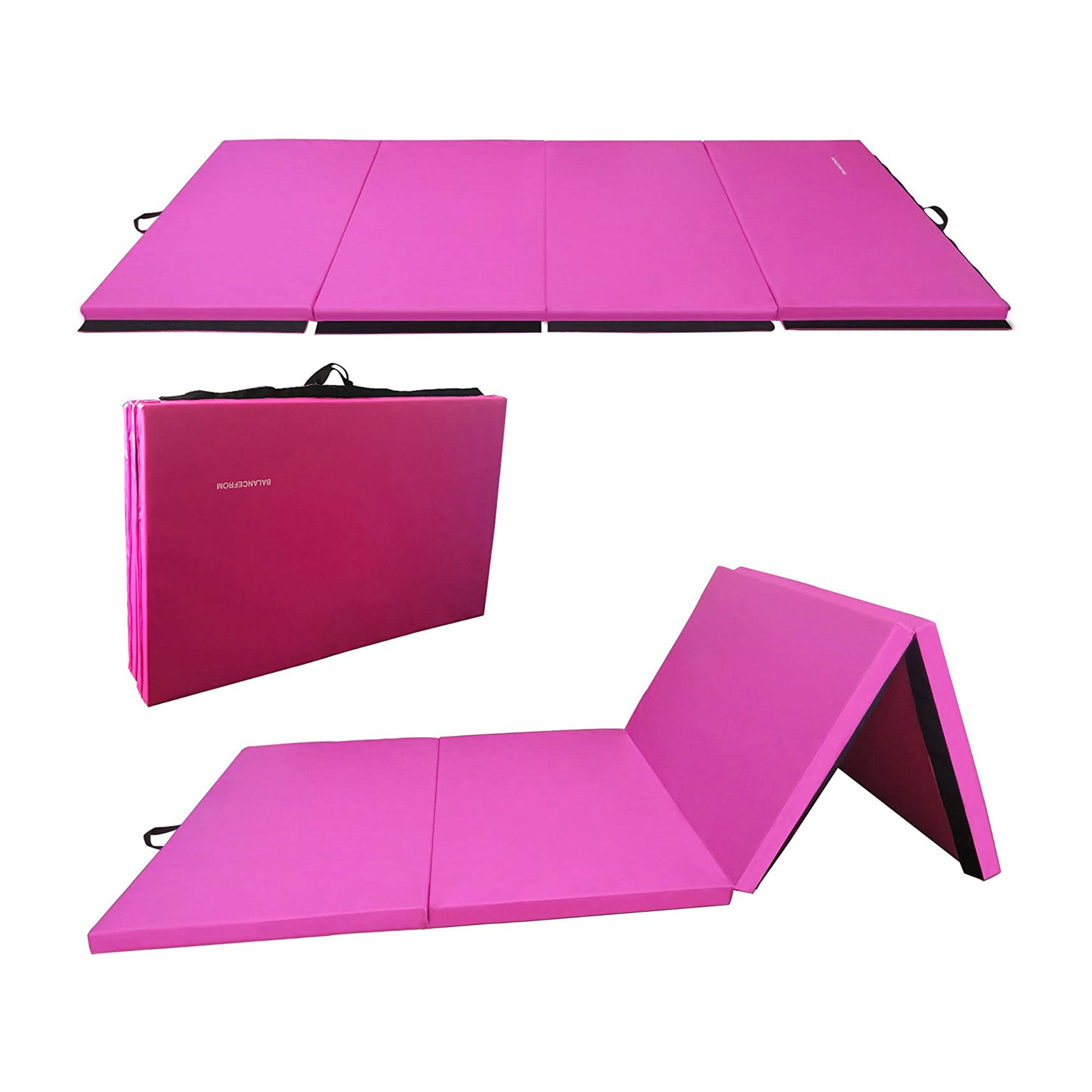 BalanceFrom Fitness 120 x 48 Inch Exercise Mat & Adjustable Gymnastics Bar, Pink - VMInnovations