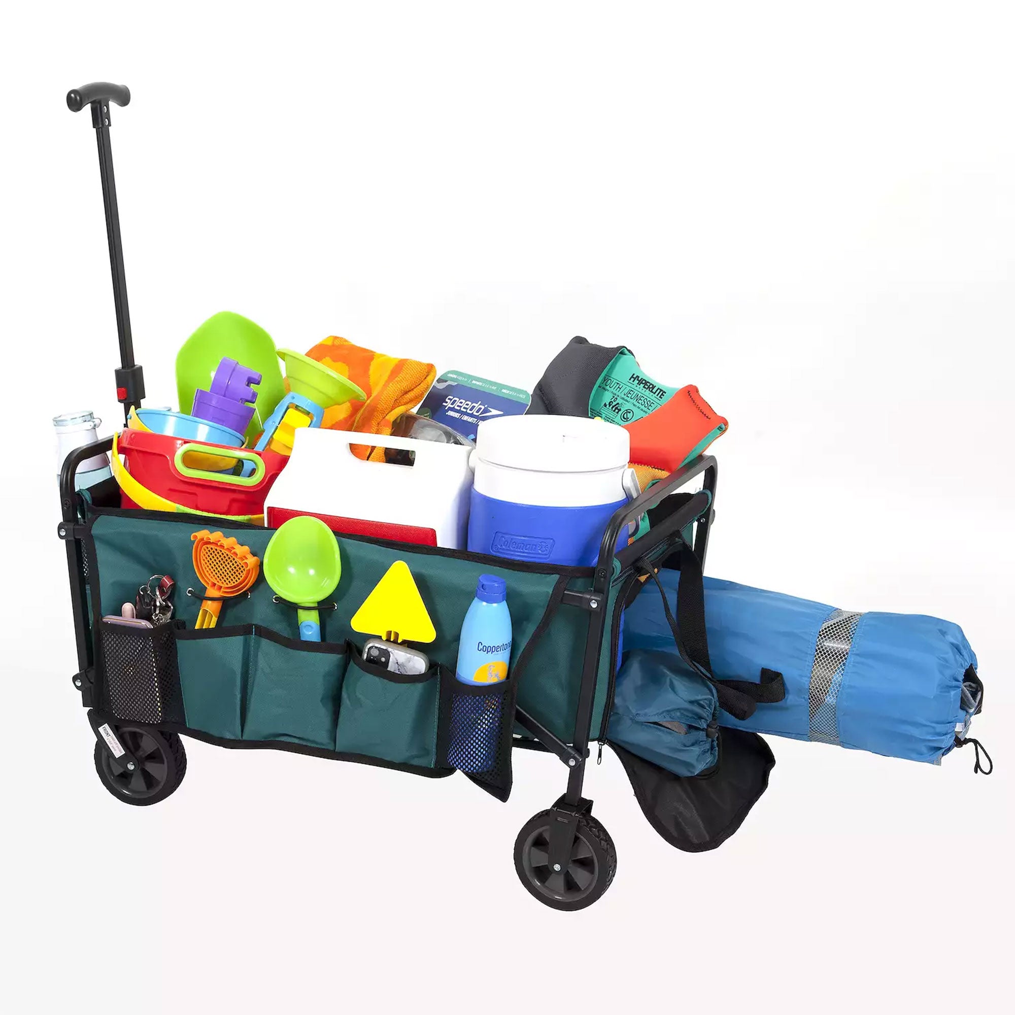 Seina All in One Foldable Garden Wagon with Mulch & Soil Dumper Included, Green - VMInnovations