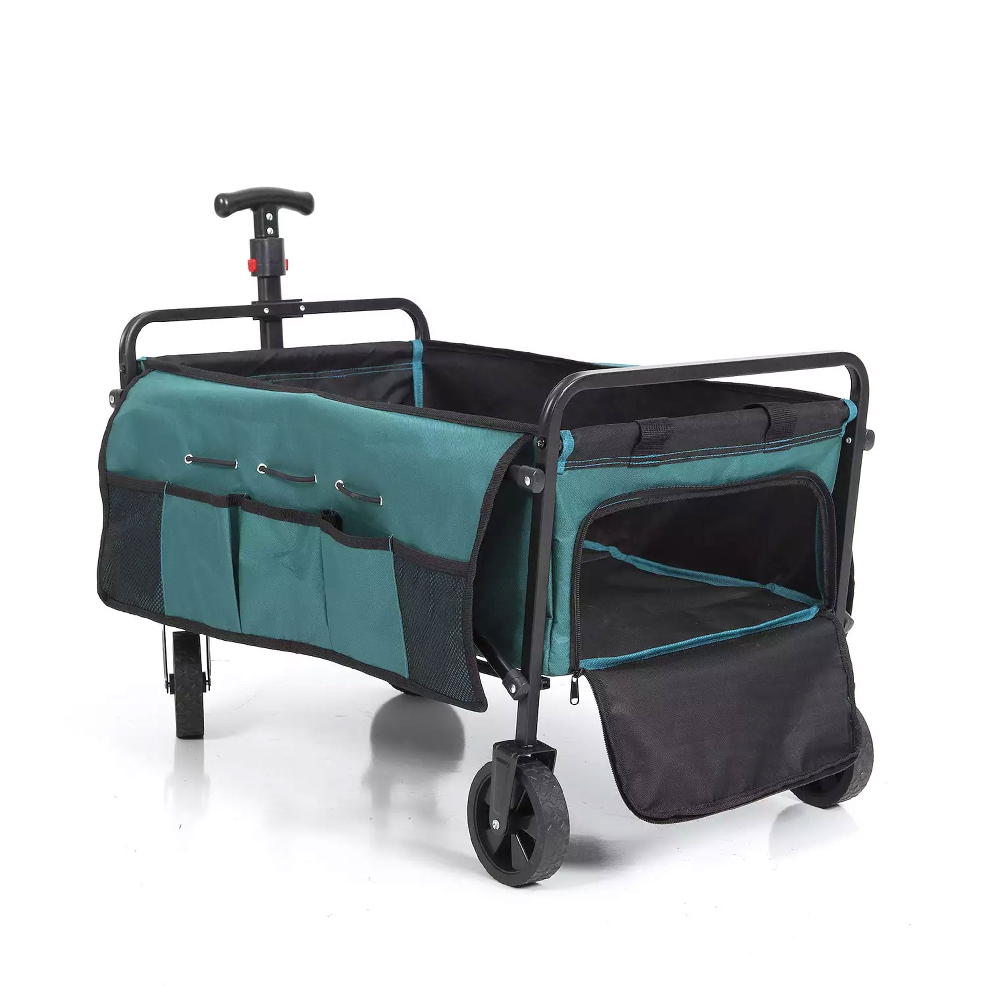 Seina All in One Foldable Garden Wagon with Mulch & Soil Dumper Included, Green - VMInnovations