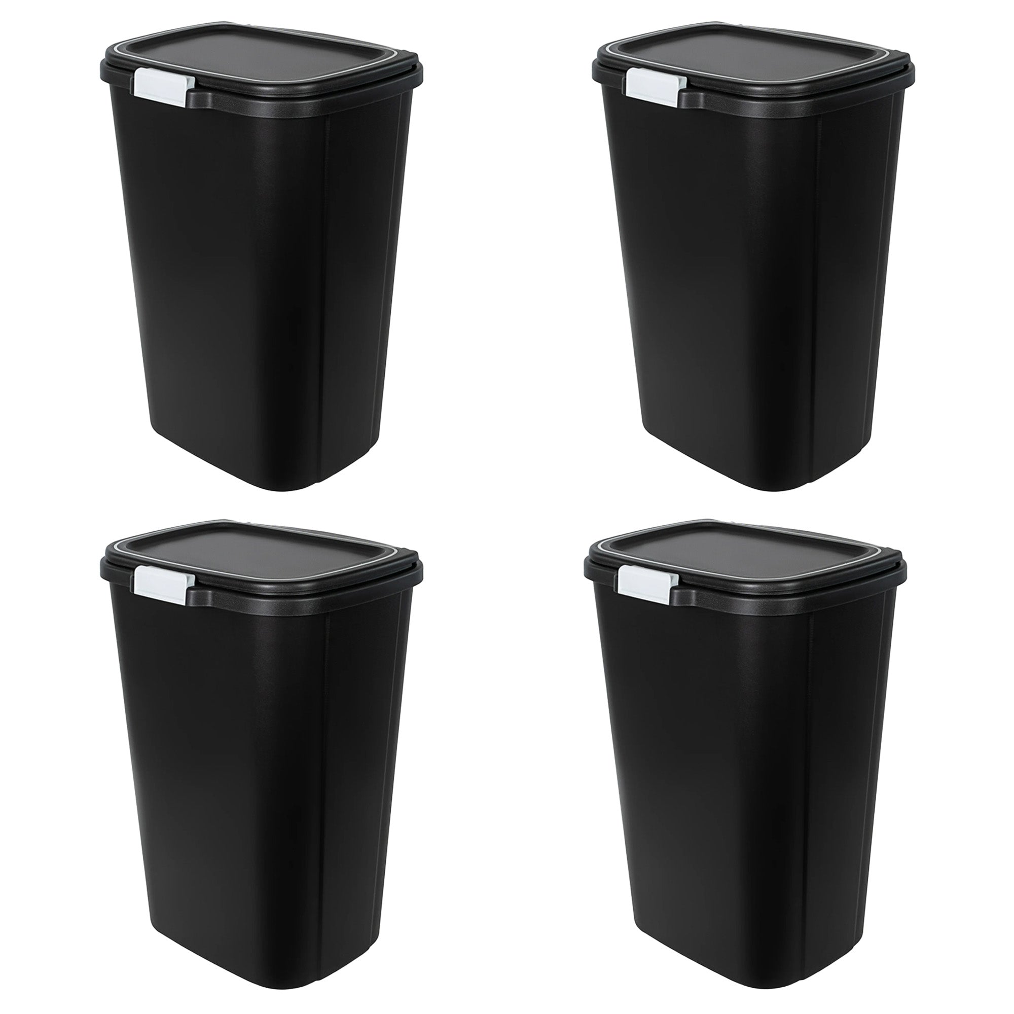 Hefty 13 Gallon Odor Block Touch Top Kitchen Durable Trash Can, 4 Pack, Black - VMInnovations