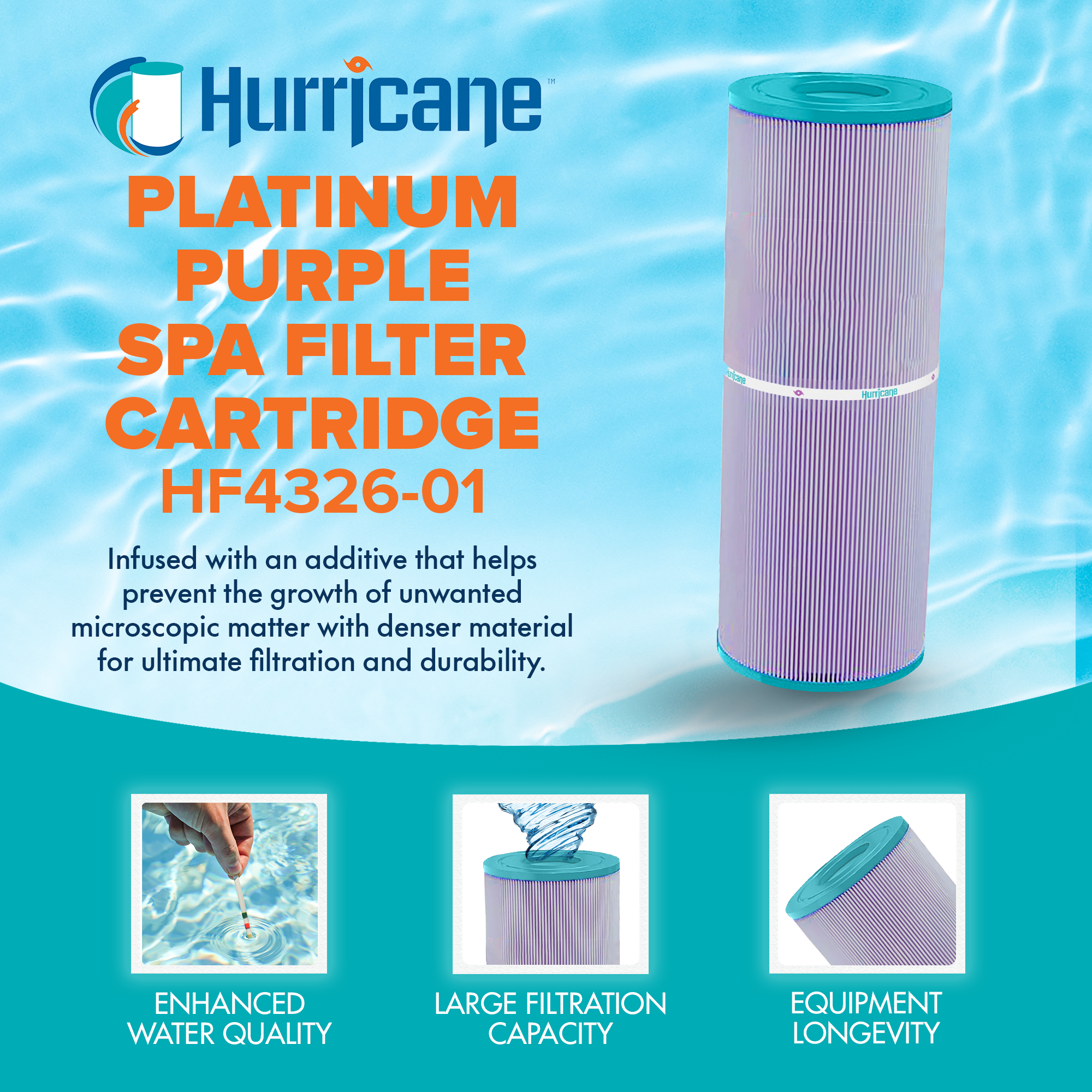 Hurricane 2 Pack HF4326-01 Platinum Purple Spa Filter Cartridge Replacement - VMInnovations