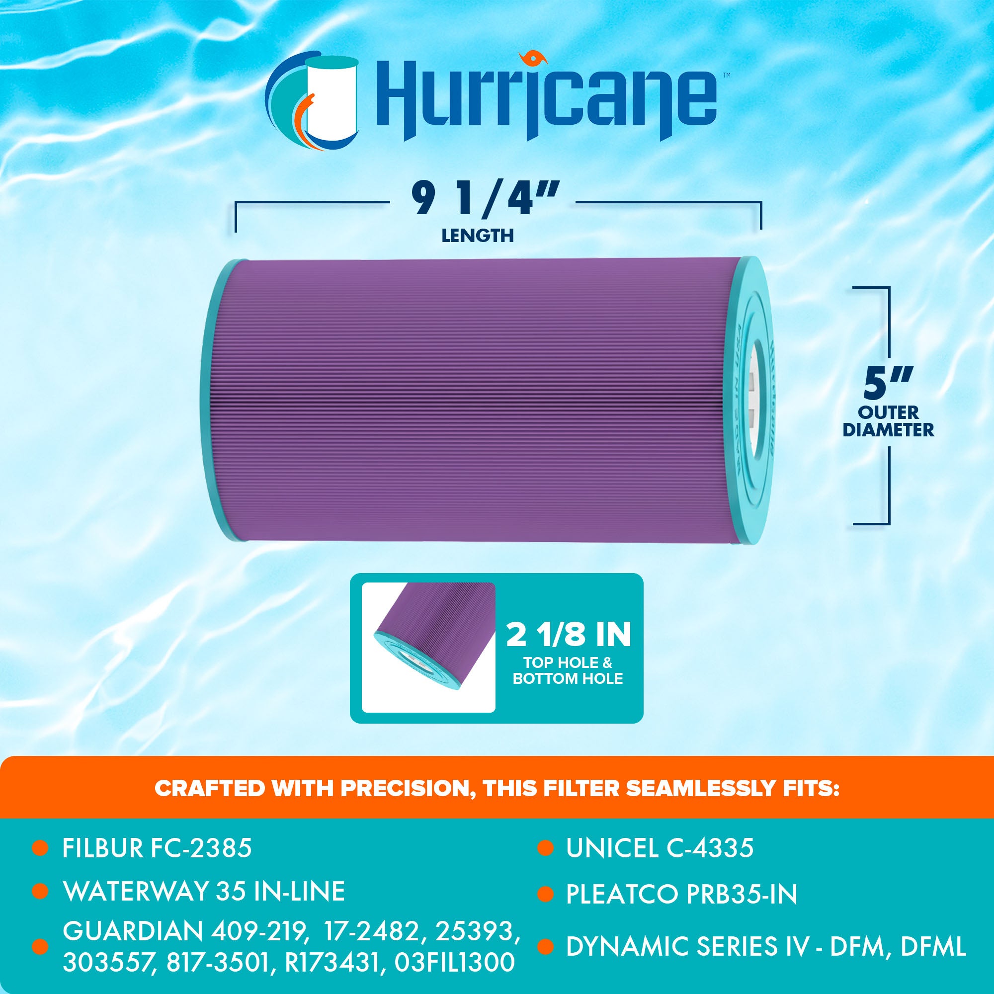 Hurricane Filters HF4335-01P Platinum Purple Spa Filter Cartridge Replacement