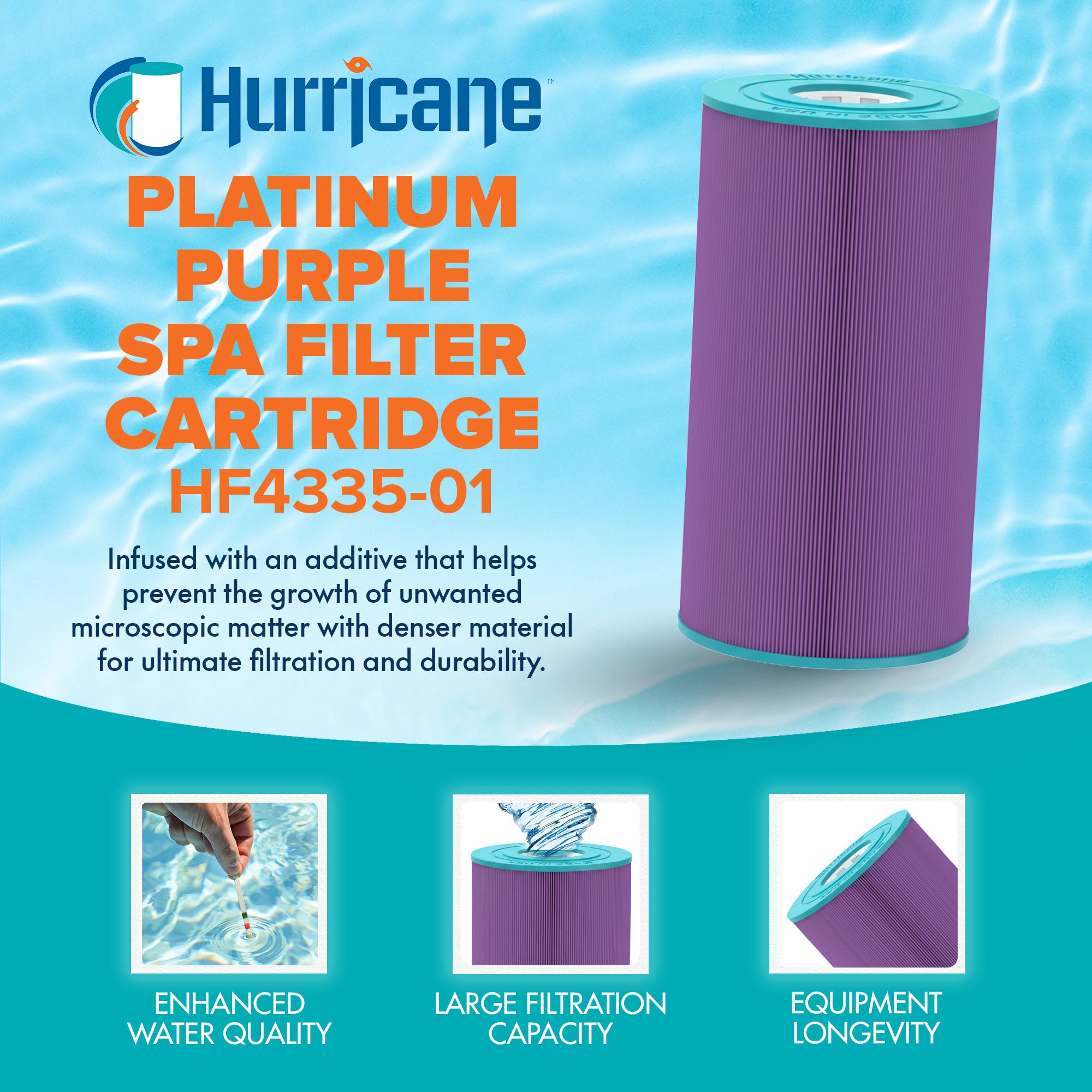 Hurricane Filters HF4335-01P Platinum Purple Spa Filter Cartridge Replacement