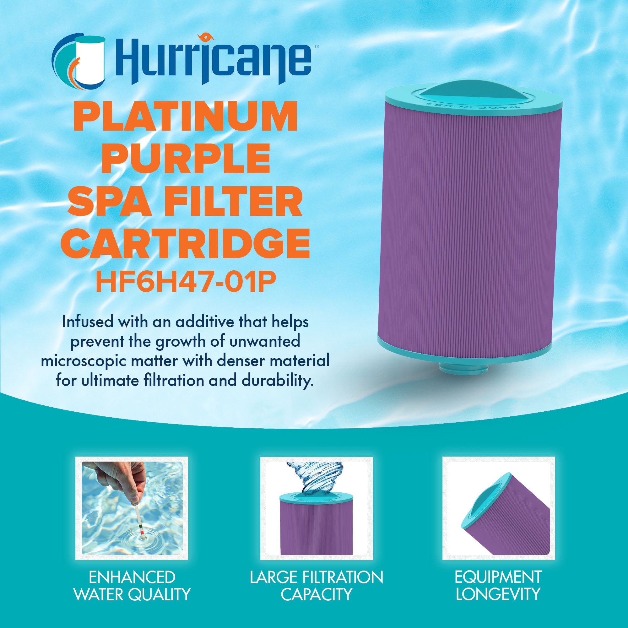 Hurricane Filters HF6H47-01P Platinum Purple Spa Filter Cartridge Replacement - VMInnovations