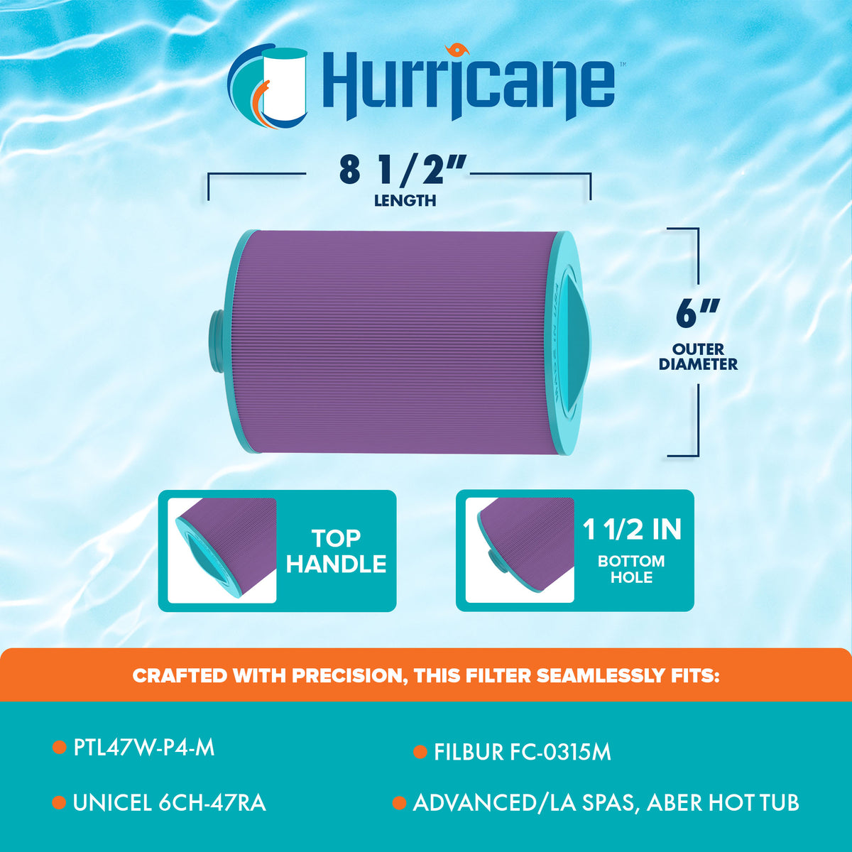Hurricane Filters HF6H47-01P Platinum Purple Spa Filter Cartridge Replacement
