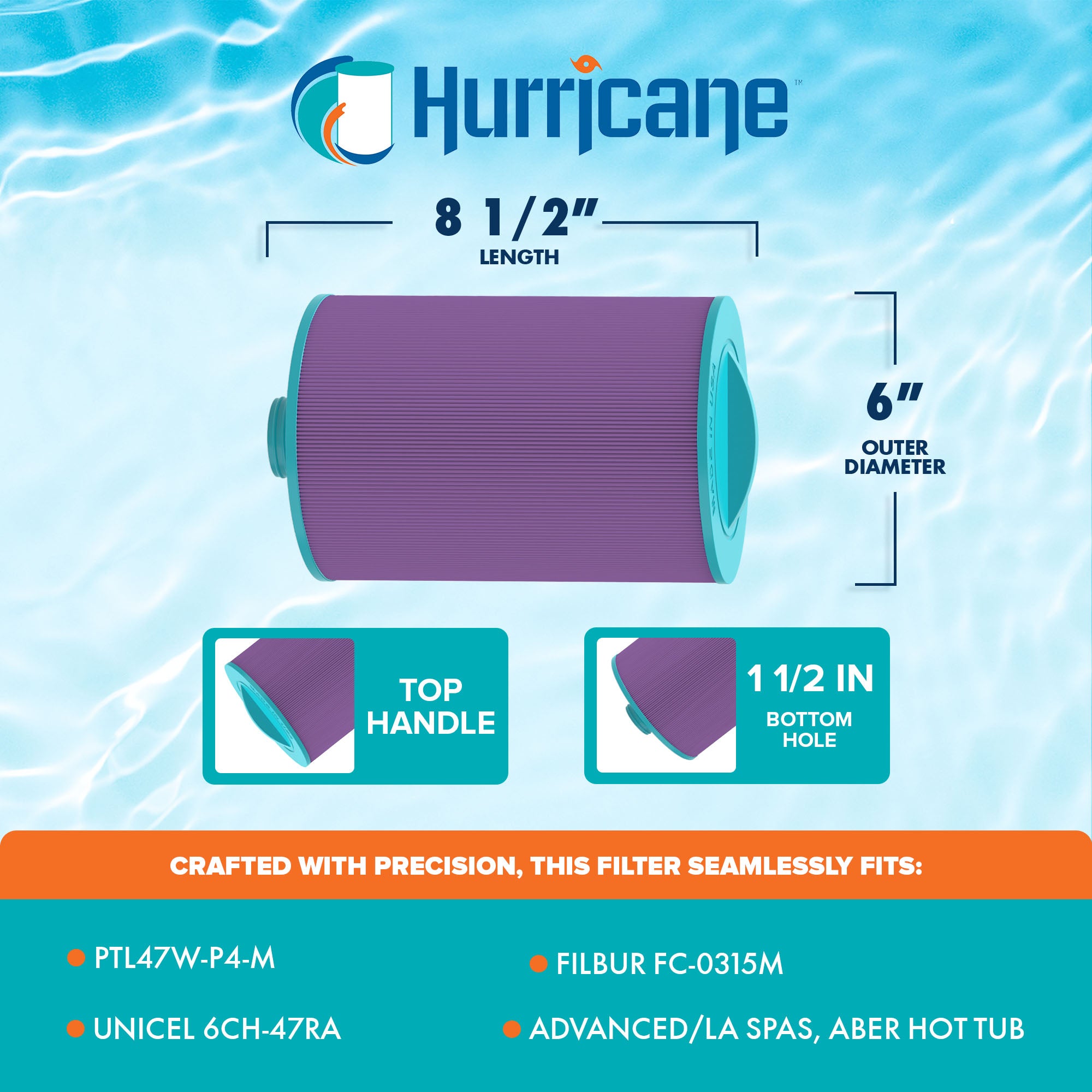 Hurricane Filters HF6H47-01P Platinum Purple Spa Filter Cartridge Replacement - VMInnovations