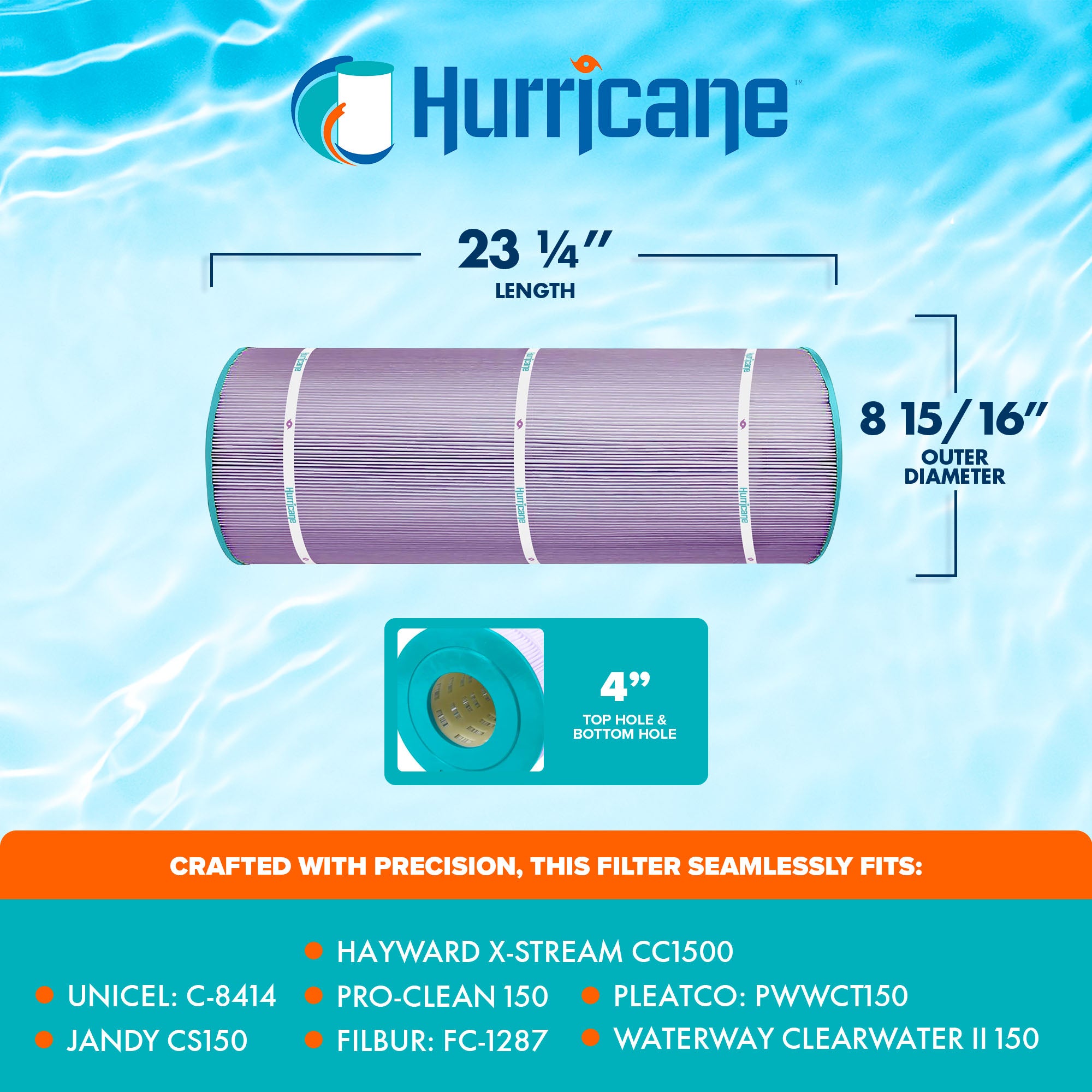 Hurricane Filters HF8414-01P Purple Spa Filter Cartridge Replacement (Used)
