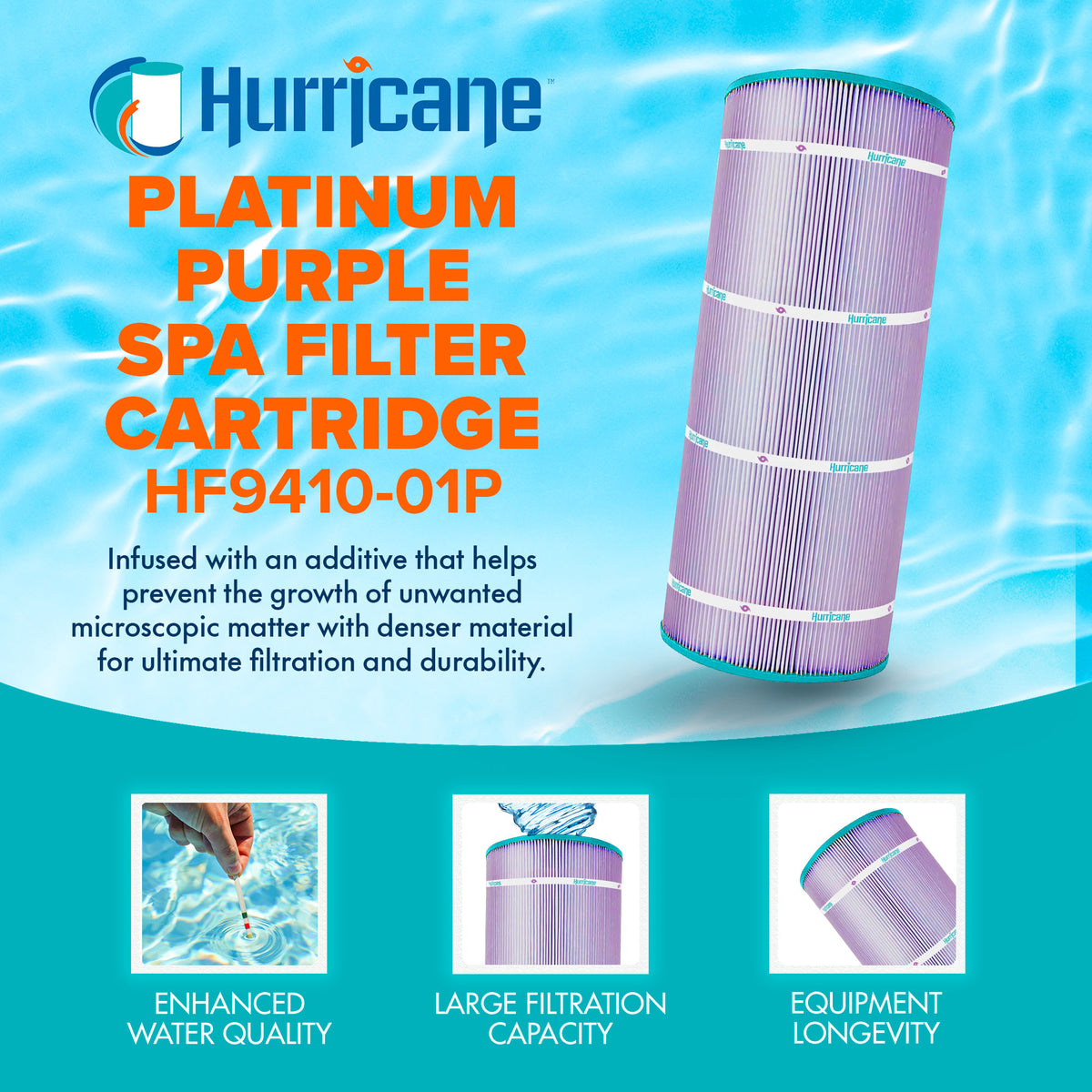 Hurricane 2 Pack HF9410-01P Platinum Purple Pool Filter Cartridge Replacement